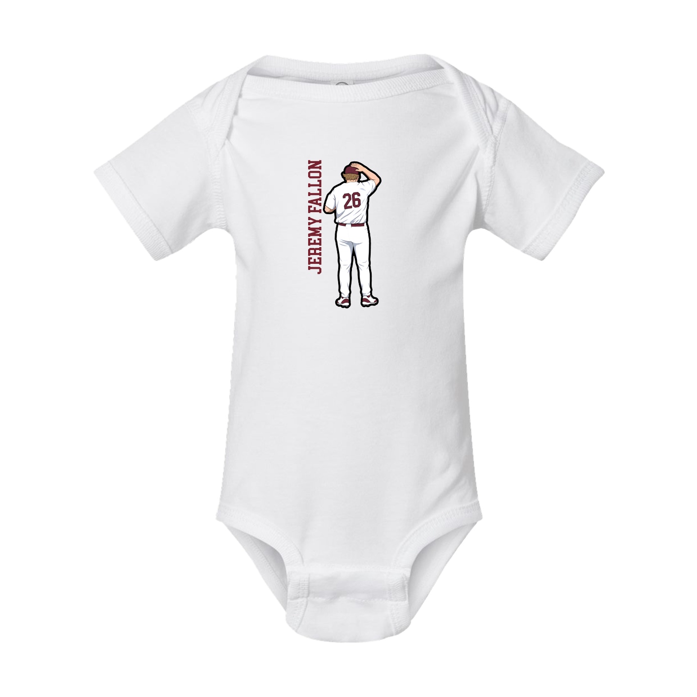 Baby Onesie — Name Vertical in White