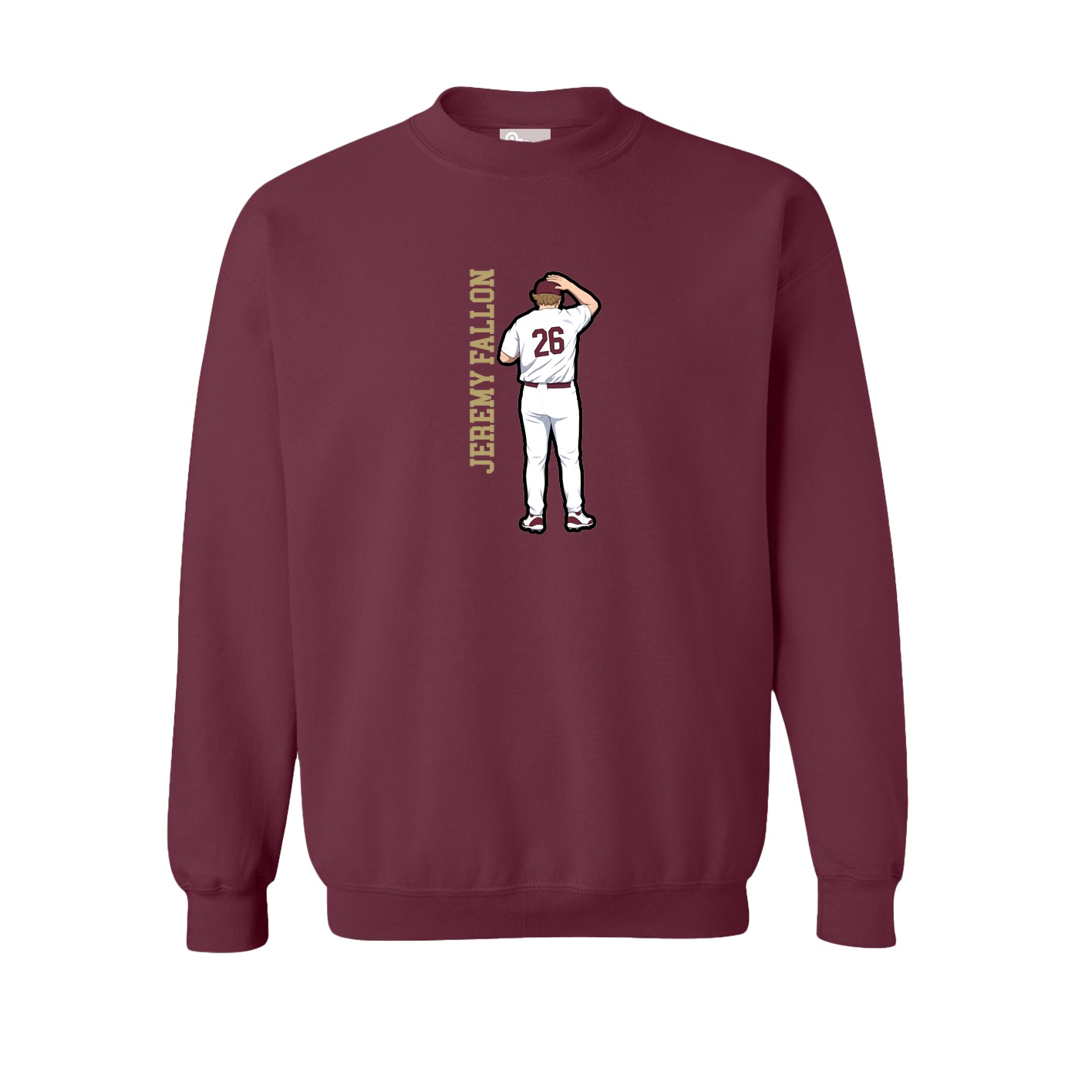Fleece Crew — Name Vertical in Maroon