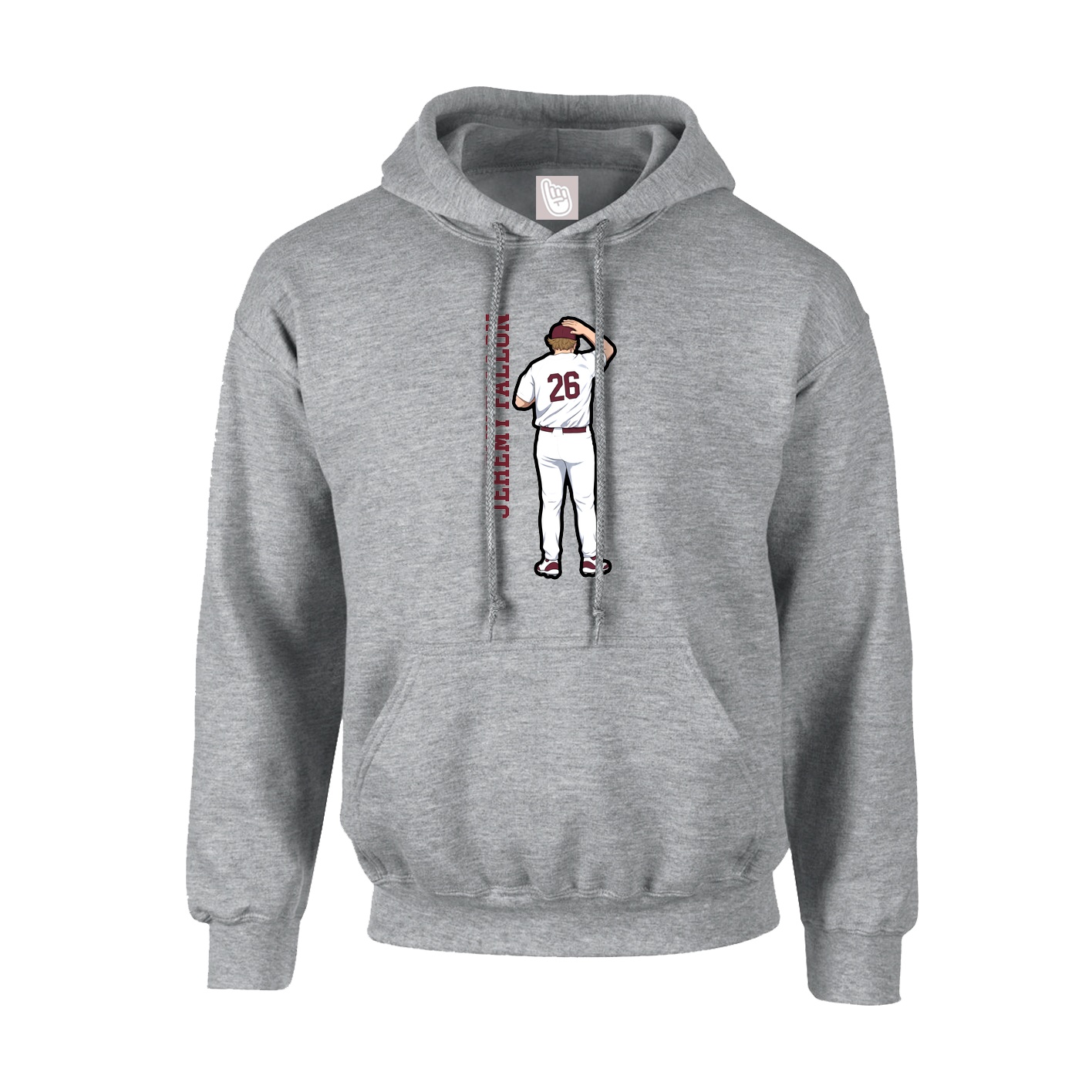 Youth Hoodie — Name Vertical in Grey