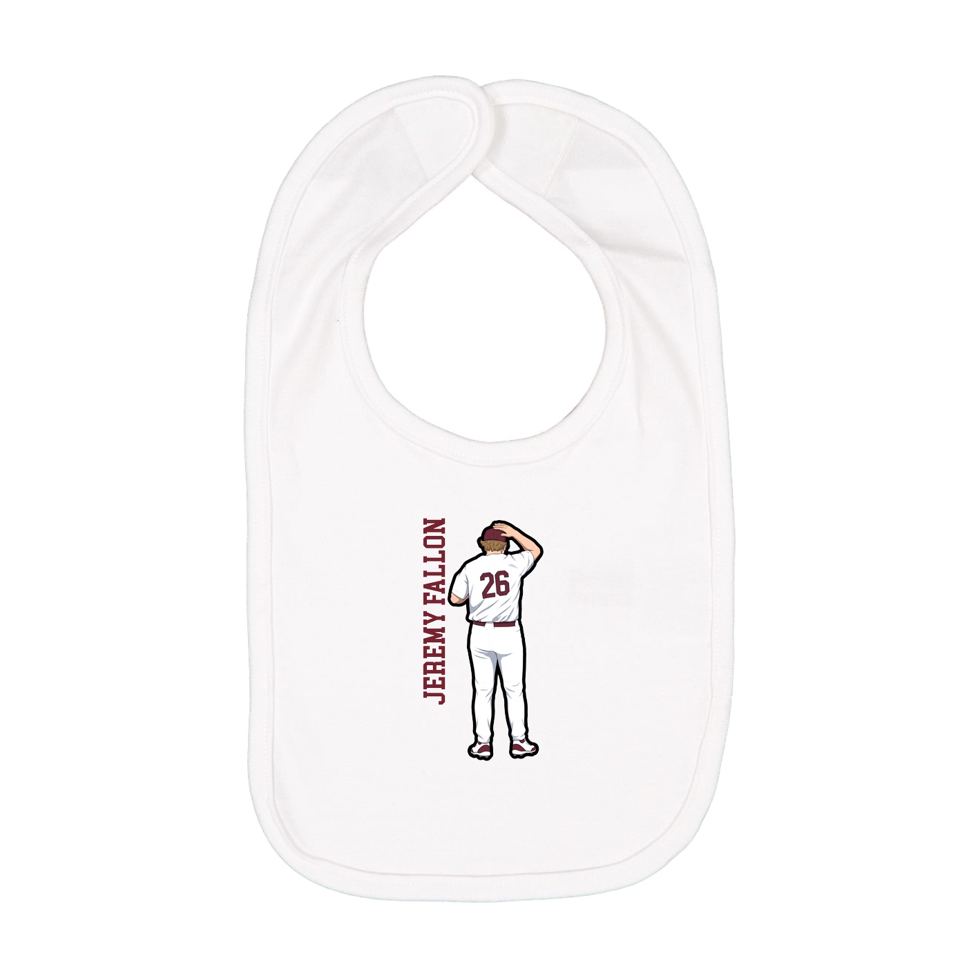 Infant Bib — Name Vertical in White