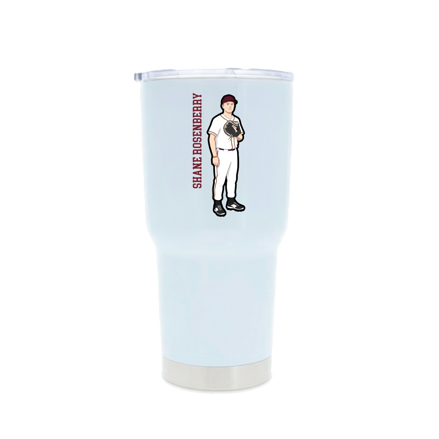 30oz Stainless Steel Tumbler — Name Vertical in White
