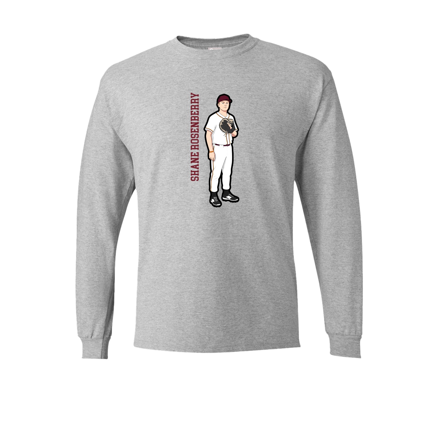 Long Sleeve Tee — Name Vertical in Grey