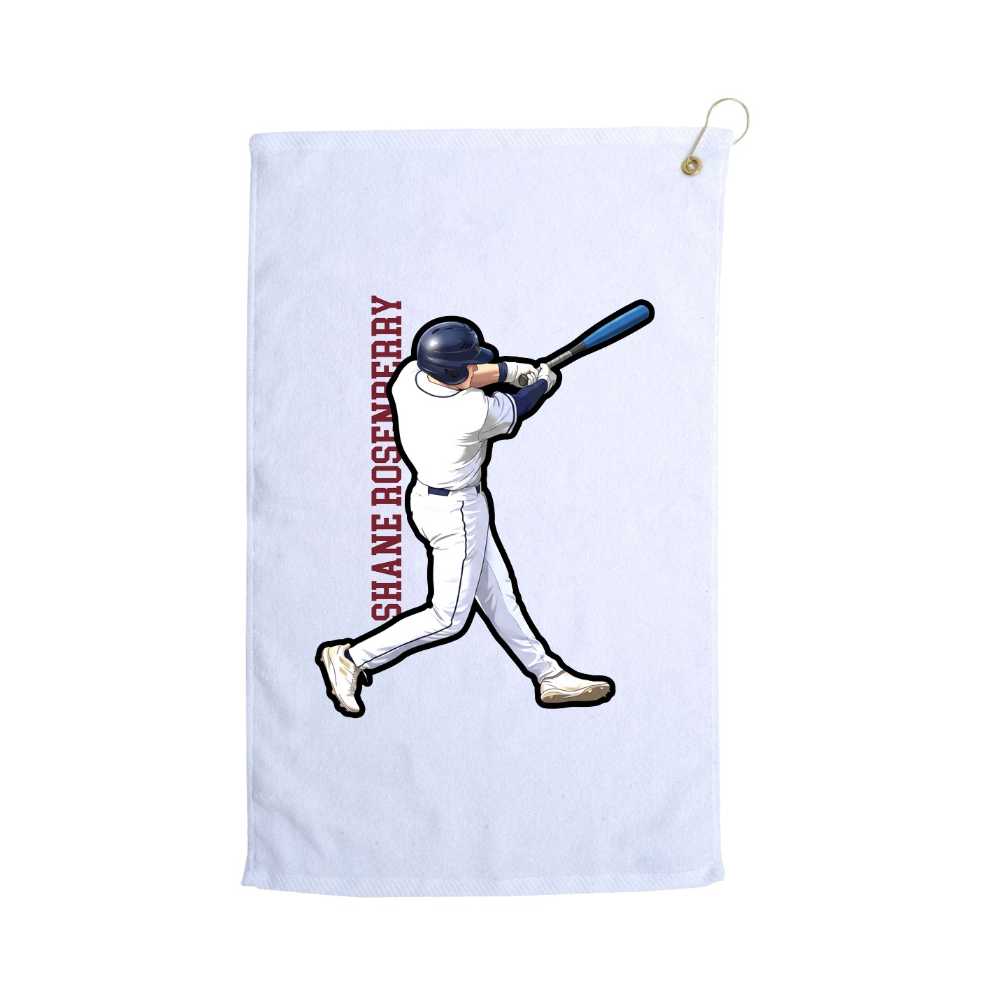 Golf Towel — Name Vertical in White