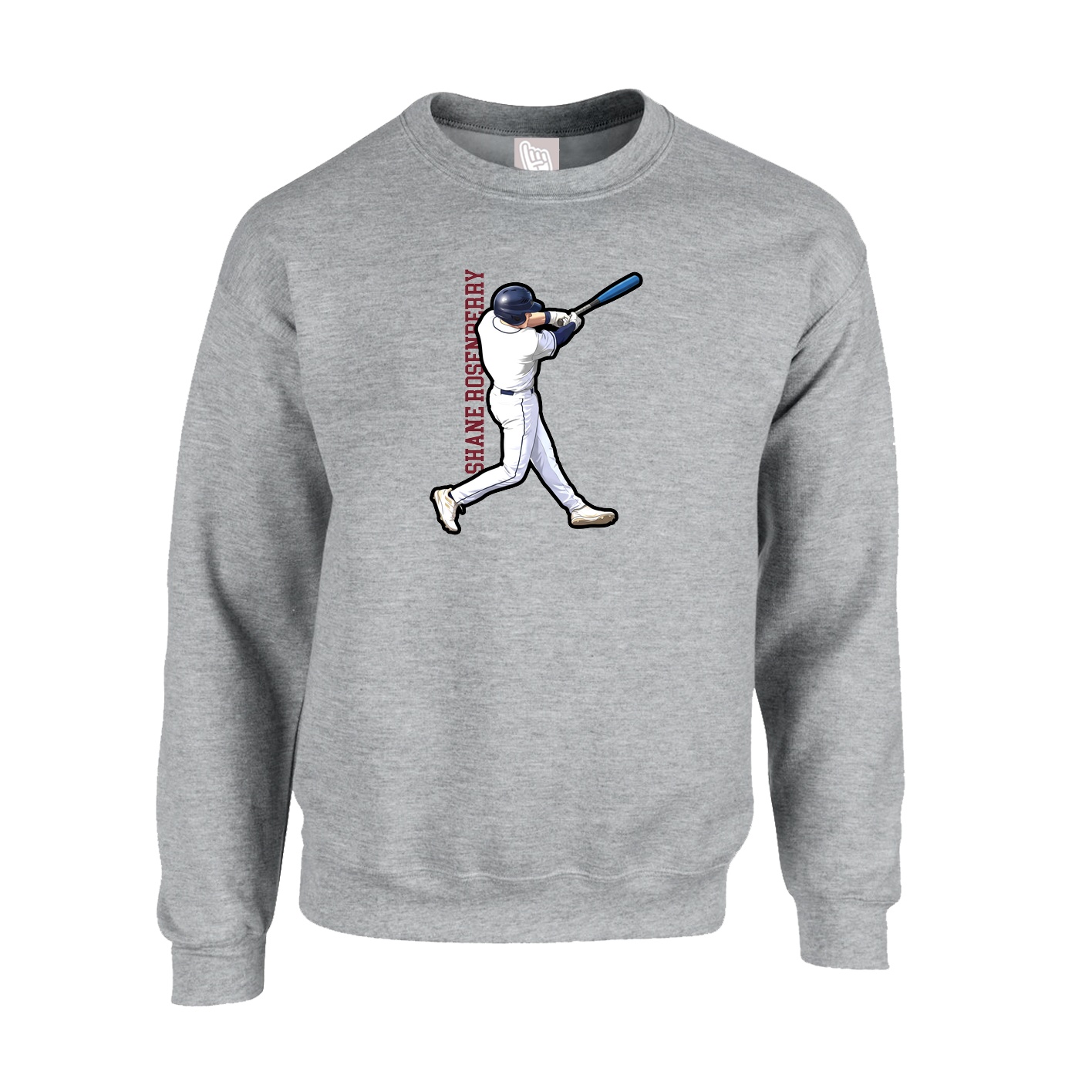 Fleece Crew — Name Vertical in Grey