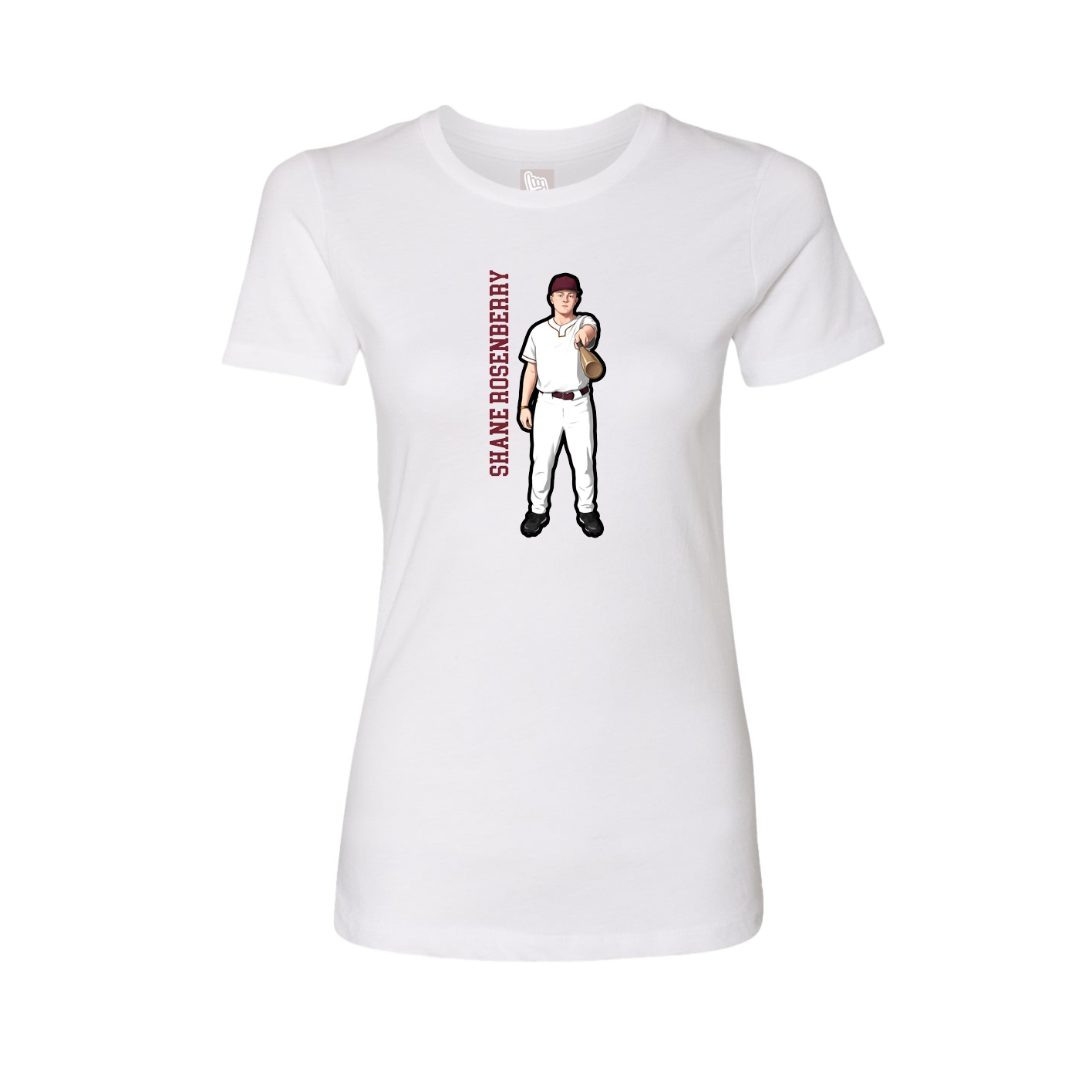 Fitted Women's Tee — Name Vertical in White