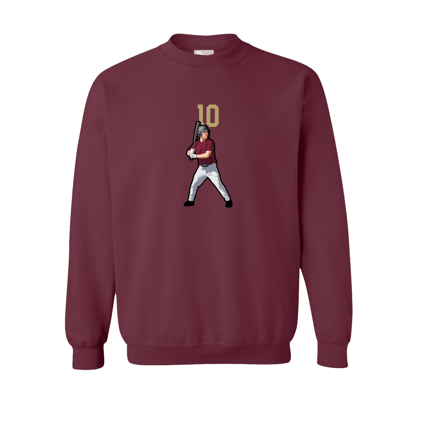 Fleece Crew — Number Top in Maroon