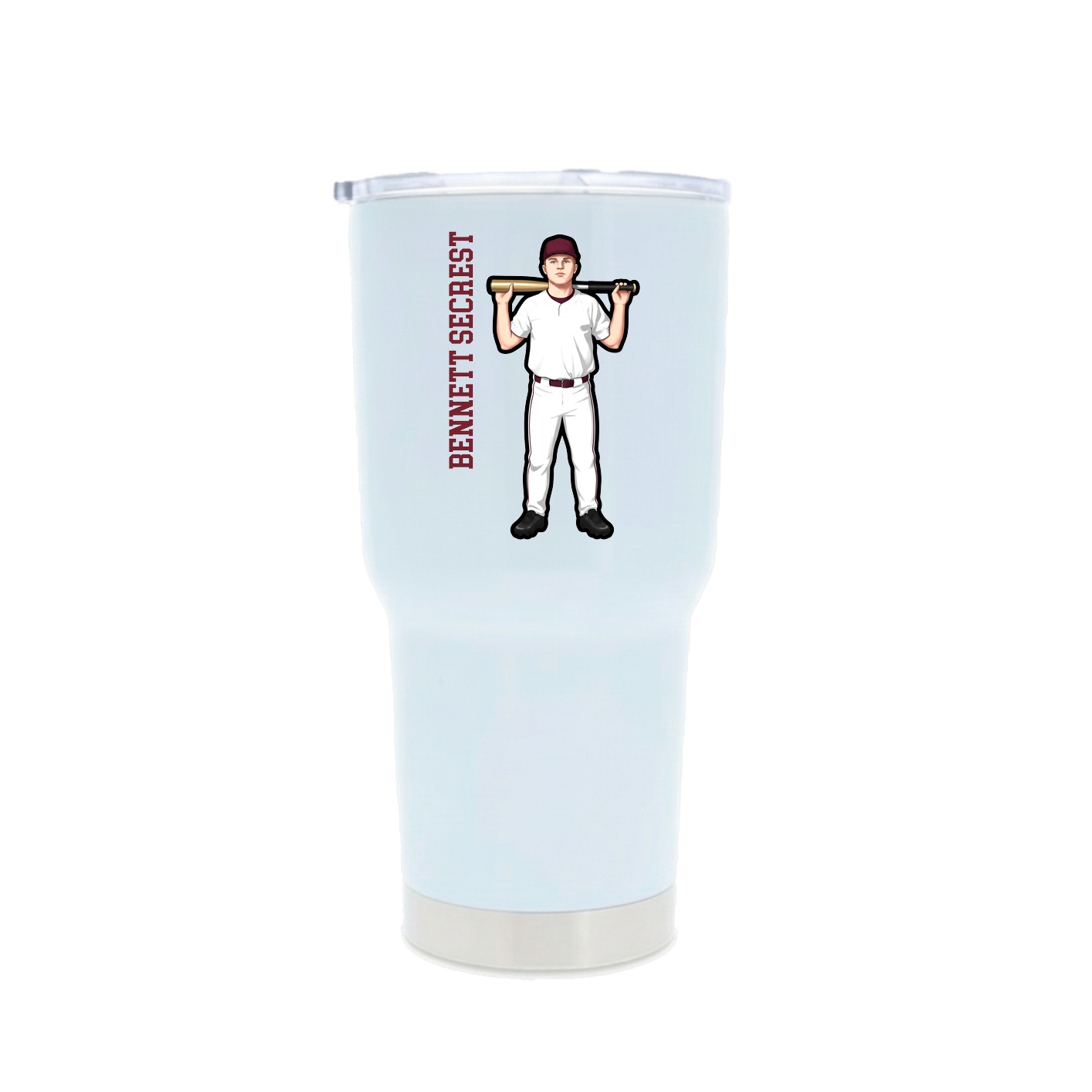 30oz Stainless Steel Tumbler — Name Vertical in White