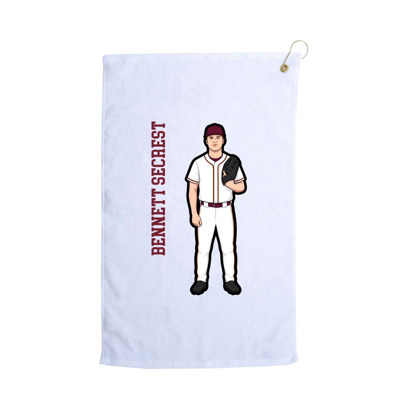 Golf Towel — Name Vertical in White
