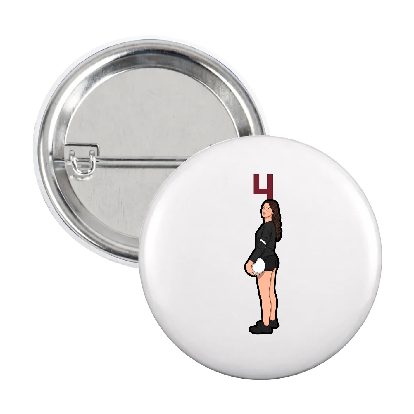 Game Day Button — Number Top in White