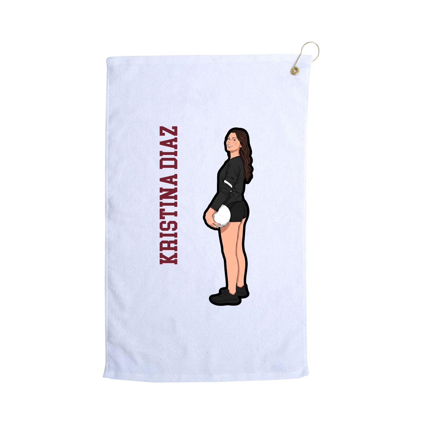 Golf Towel — Name Vertical in White