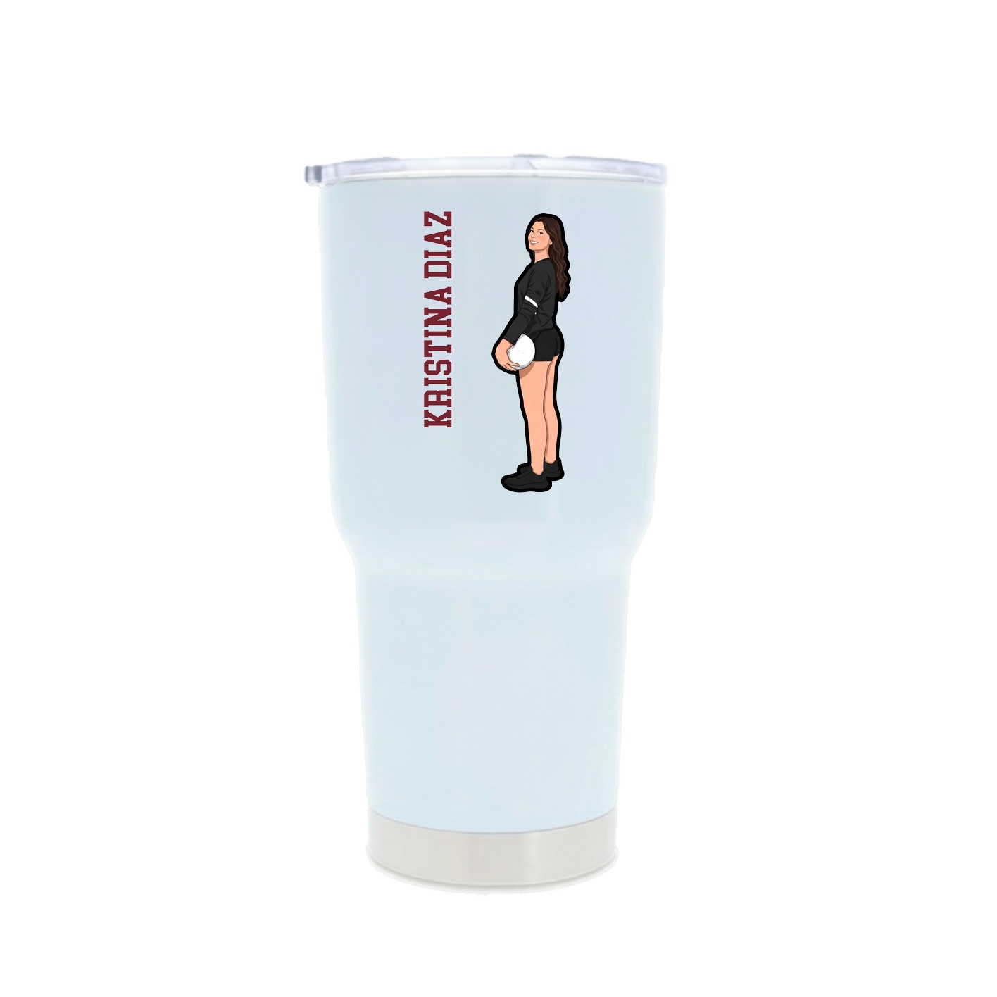 30oz Stainless Steel Tumbler — Name Vertical in White