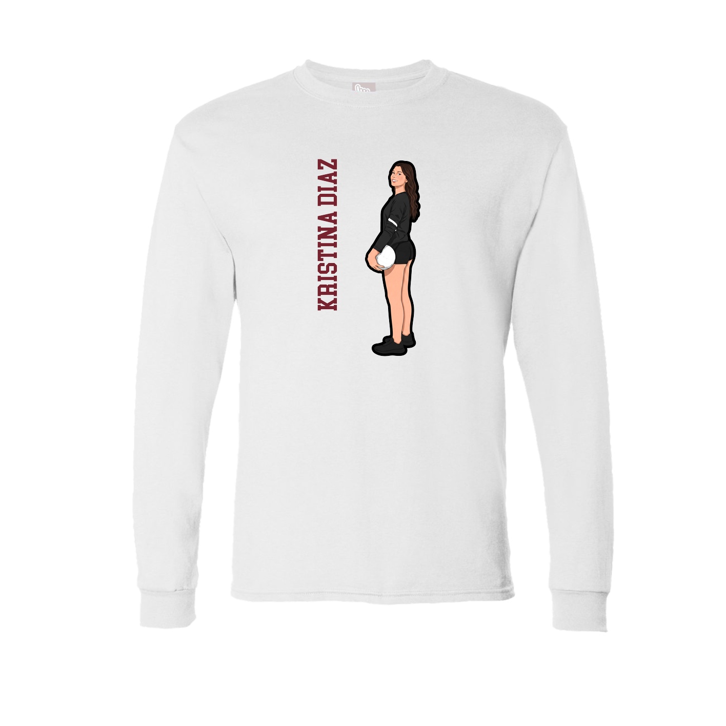 Long Sleeve Tee — Name Vertical in White