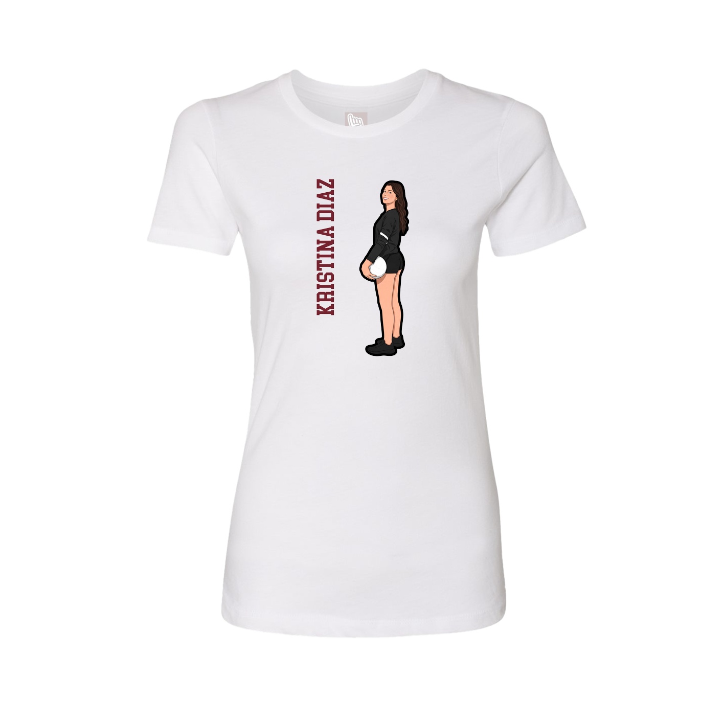 Fitted Women's Tee — Name Vertical in White