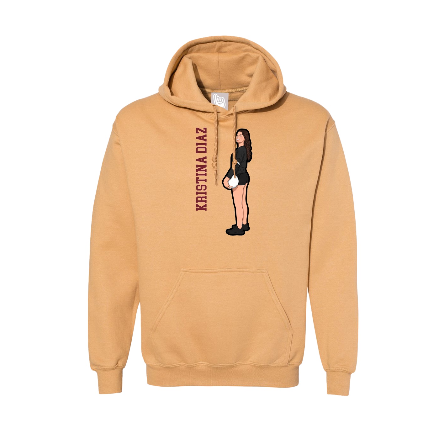 Hoodie — Name Vertical in Vegas Gold