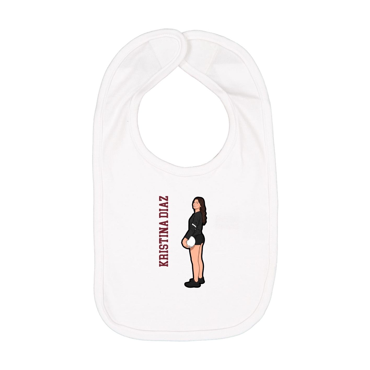 Infant Bib — Name Vertical in White