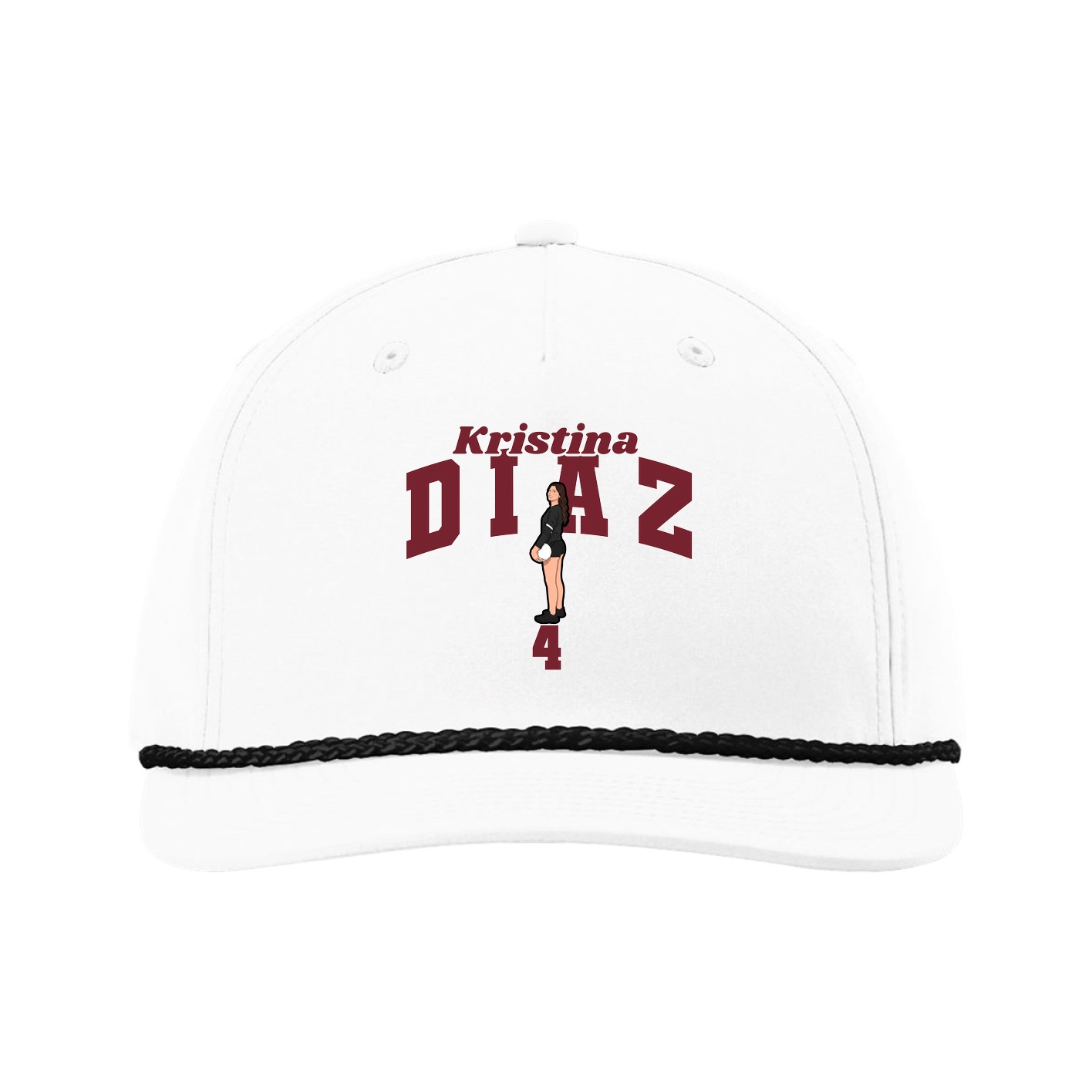 Five-Panel Classic Rope Cap — Signature Arch in White