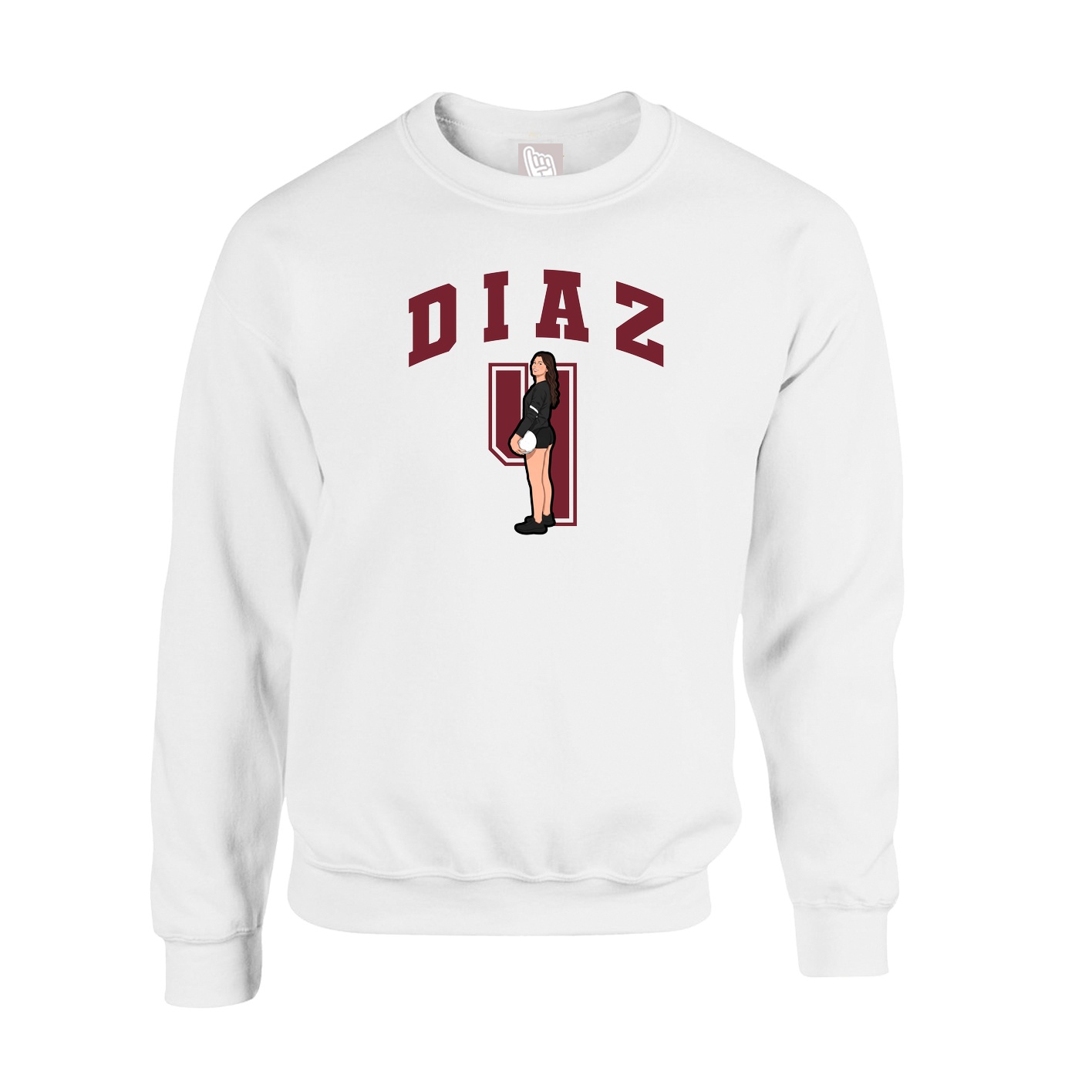 Fleece Crew — Number in White