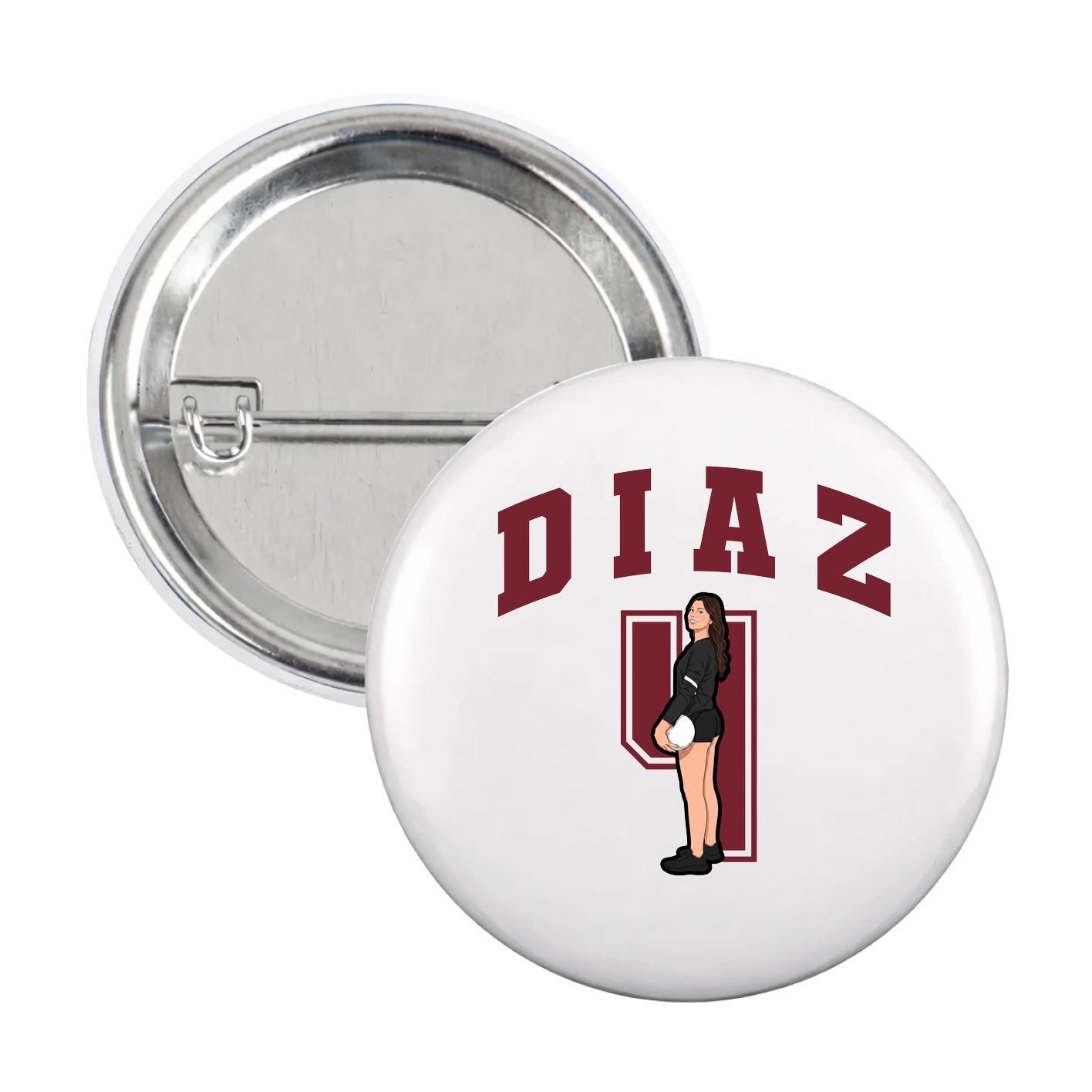 Game Day Button — Number in White