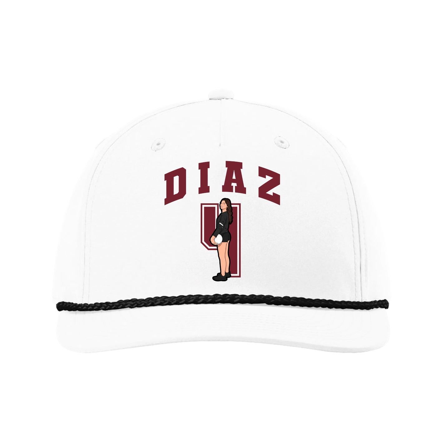Five-Panel Classic Rope Cap — Number in White