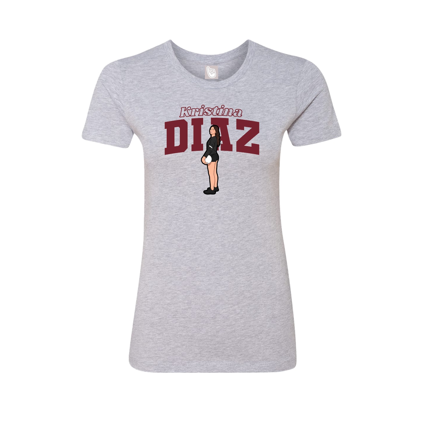 Fitted Women's Tee — Name Arch in Grey