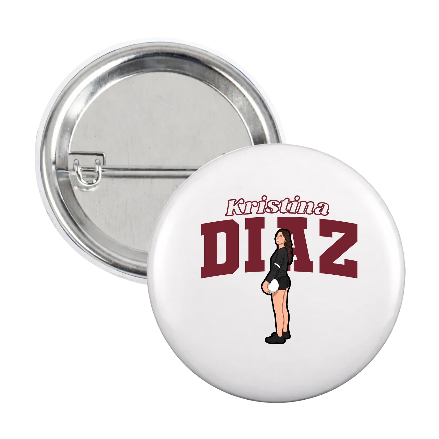 Game Day Button — Name Arch in White