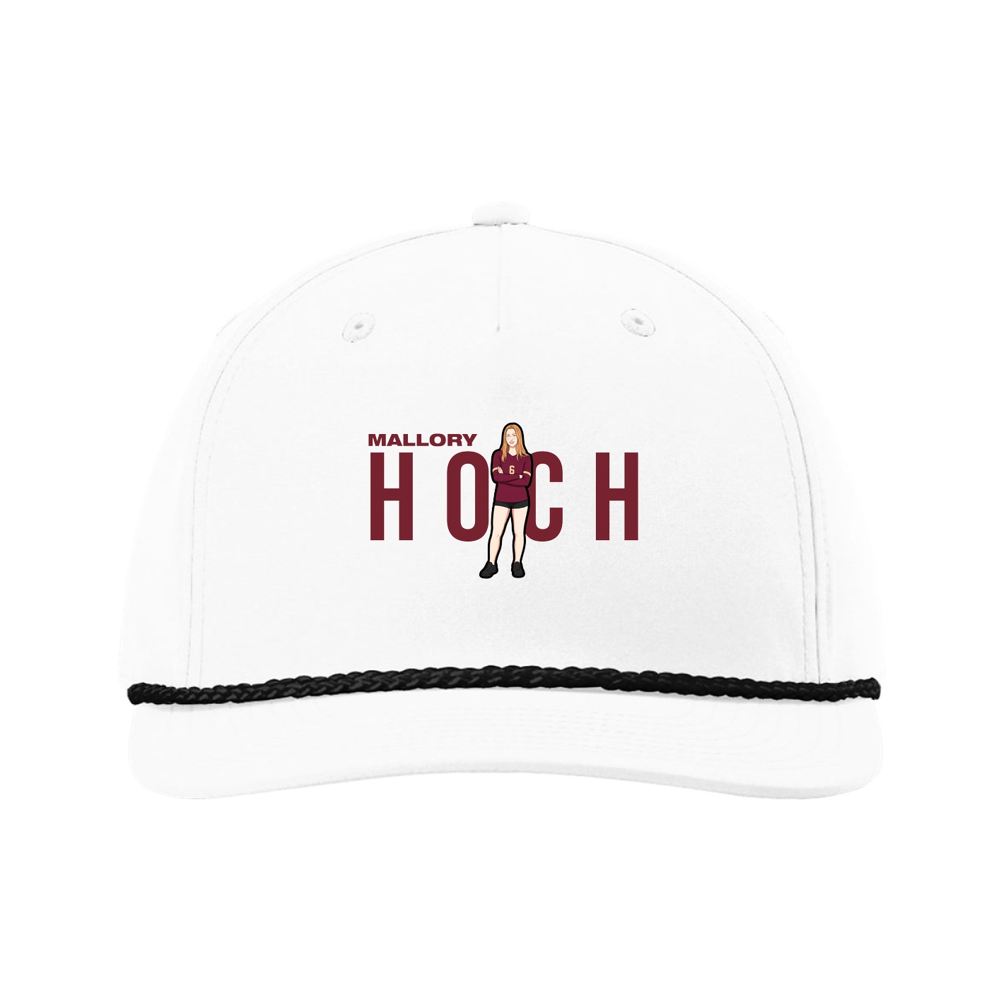Five-Panel Classic Rope Cap — Player Name in White