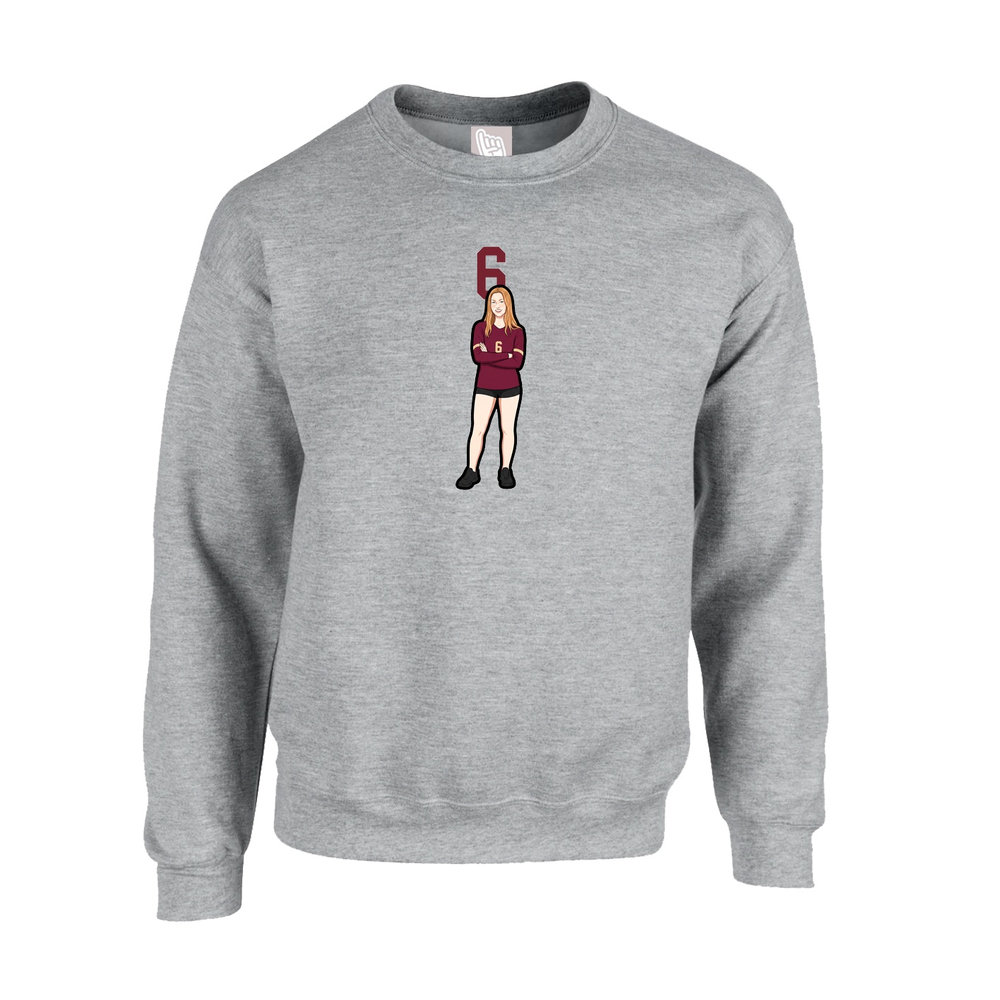 Fleece Crew — Number Top in Grey