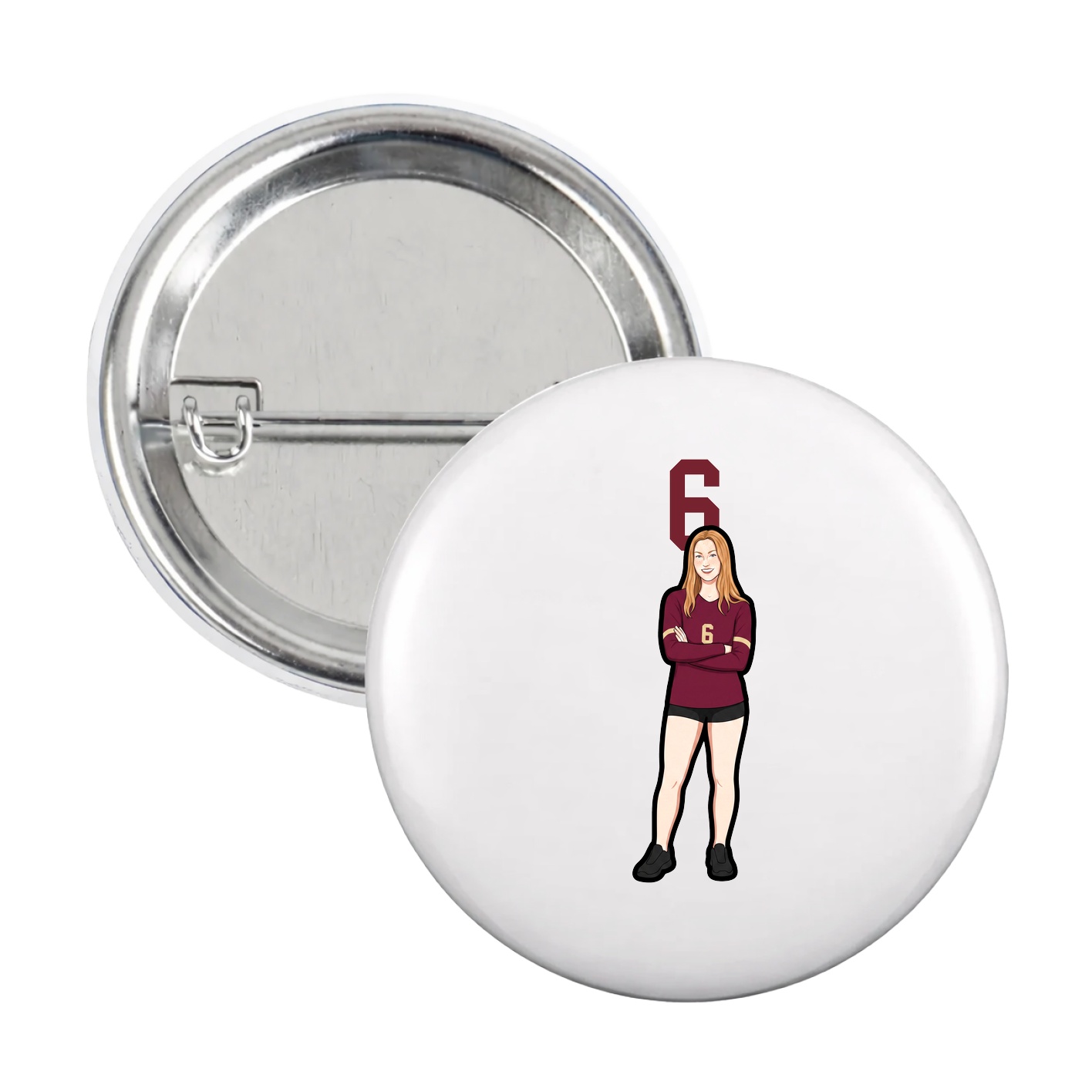 Game Day Button — Number Top in White