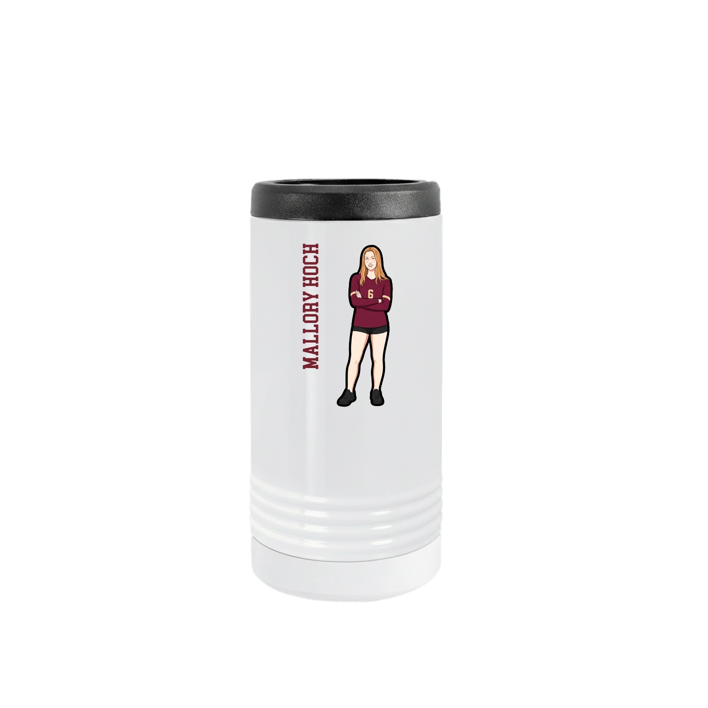 Slim Beverage Holder — Name Vertical in White