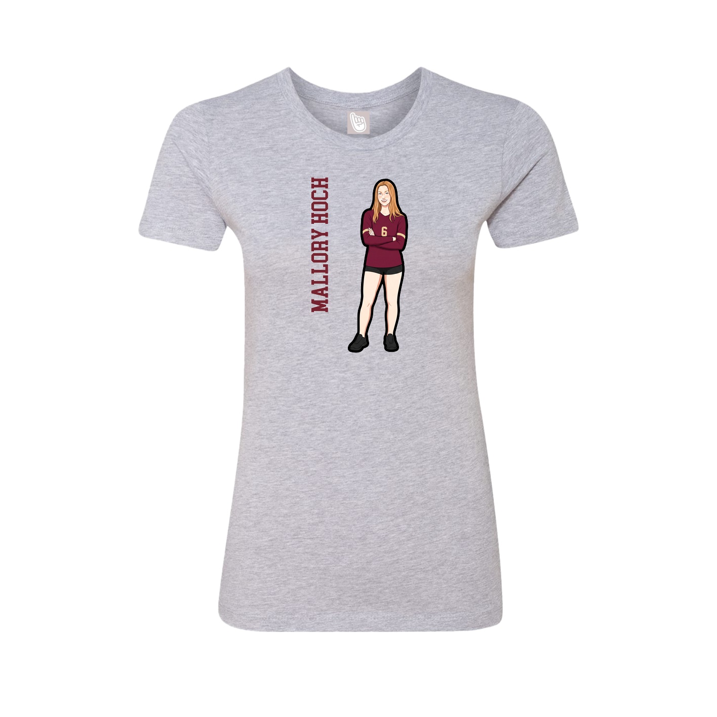 Fitted Women's Tee — Name Vertical in Grey
