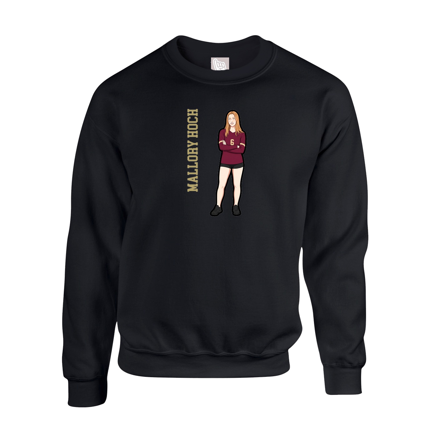 Fleece Crew — Name Vertical in Black