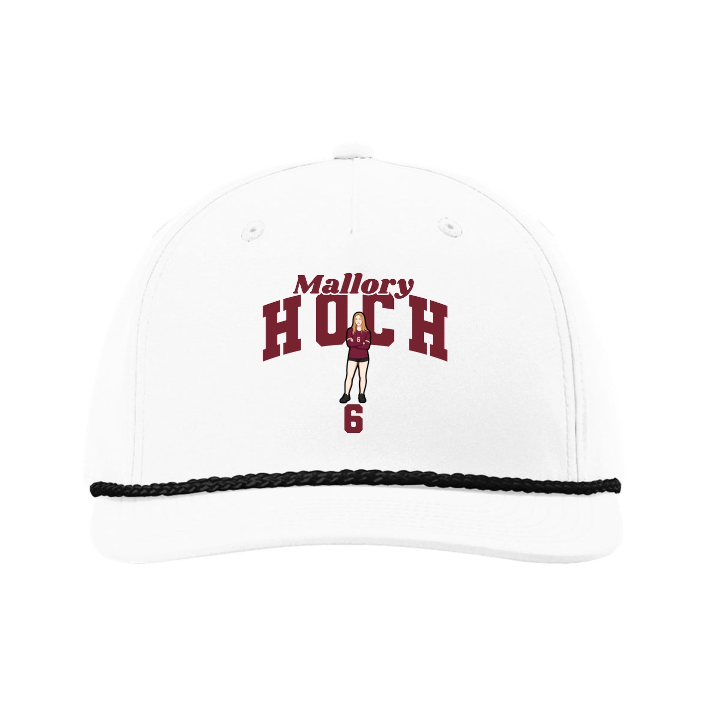 Five-Panel Classic Rope Cap — Signature Arch in White