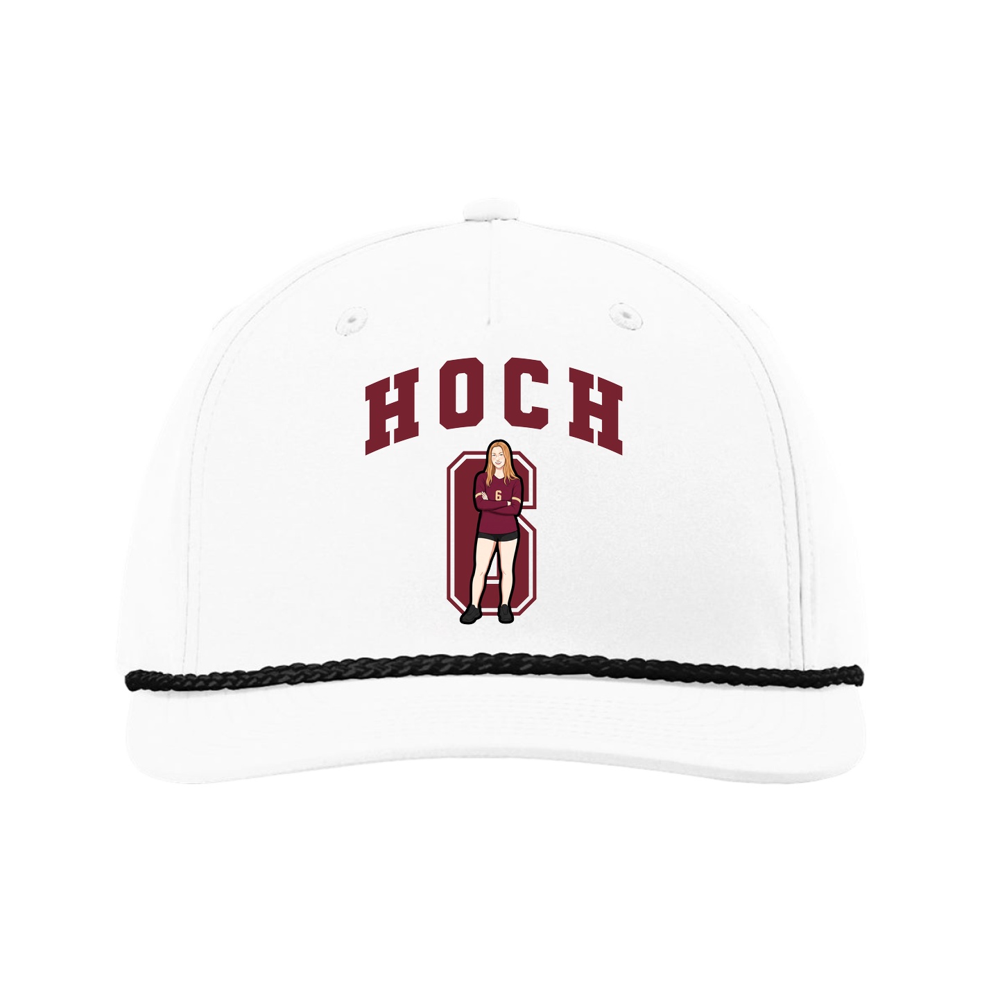 Five-Panel Classic Rope Cap — Number in White