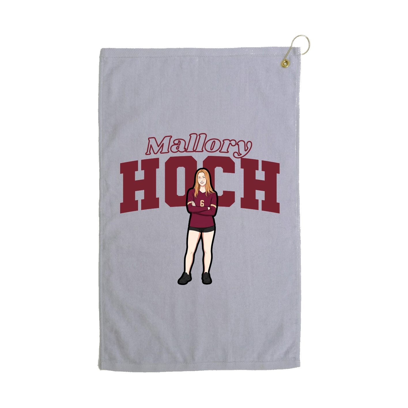Golf Towel — Name Arch in Grey