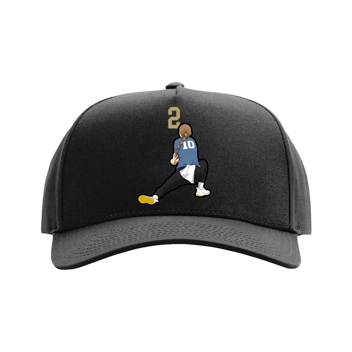 Full Fabric Five-Panel Champ Cap — Number Top in Black