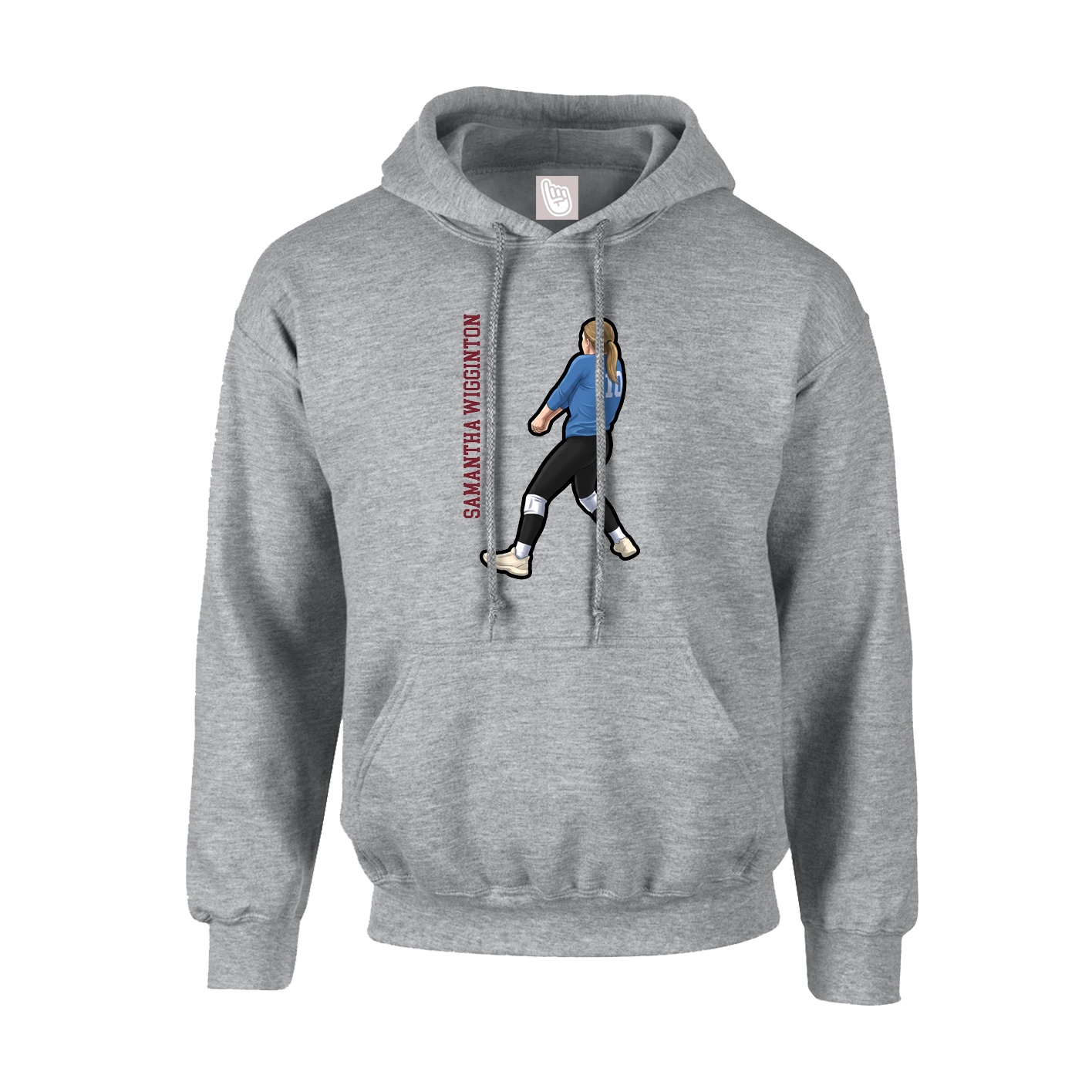 Youth Hoodie — Name Vertical in Grey
