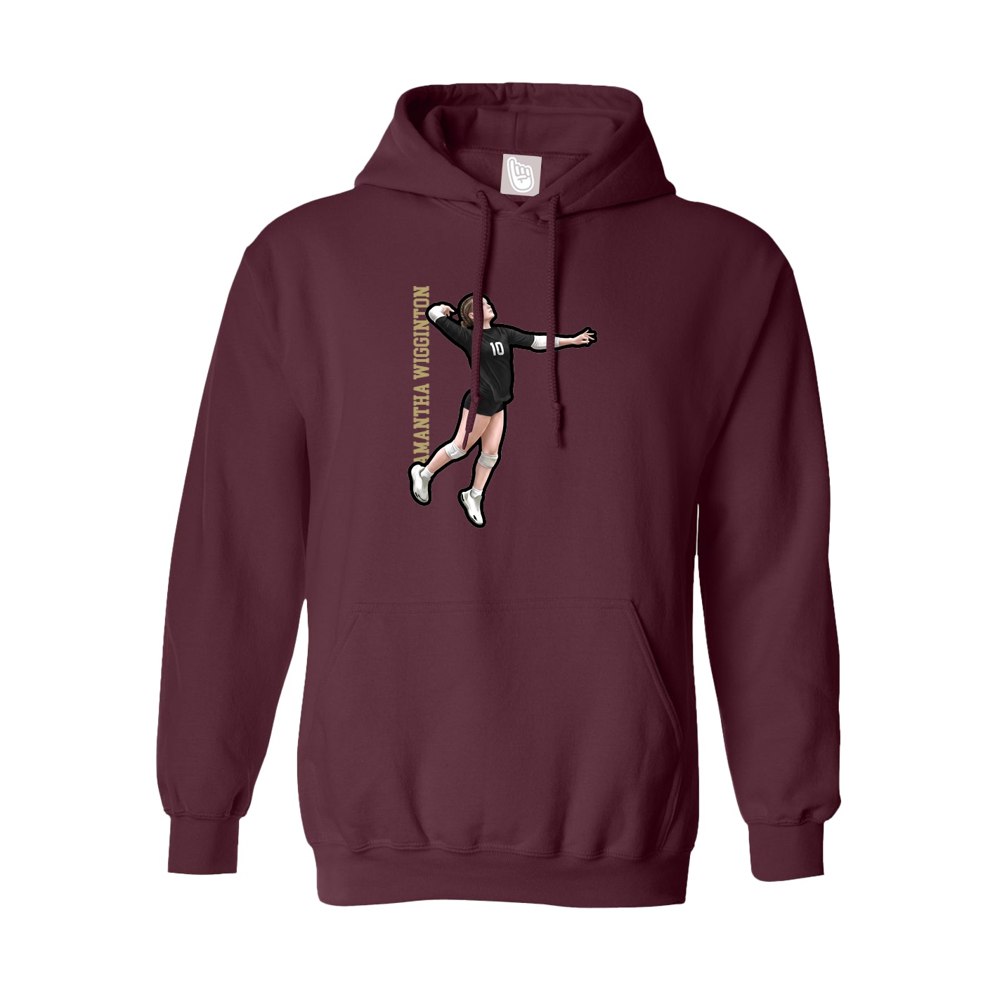 Youth Hoodie — Name Vertical in Maroon