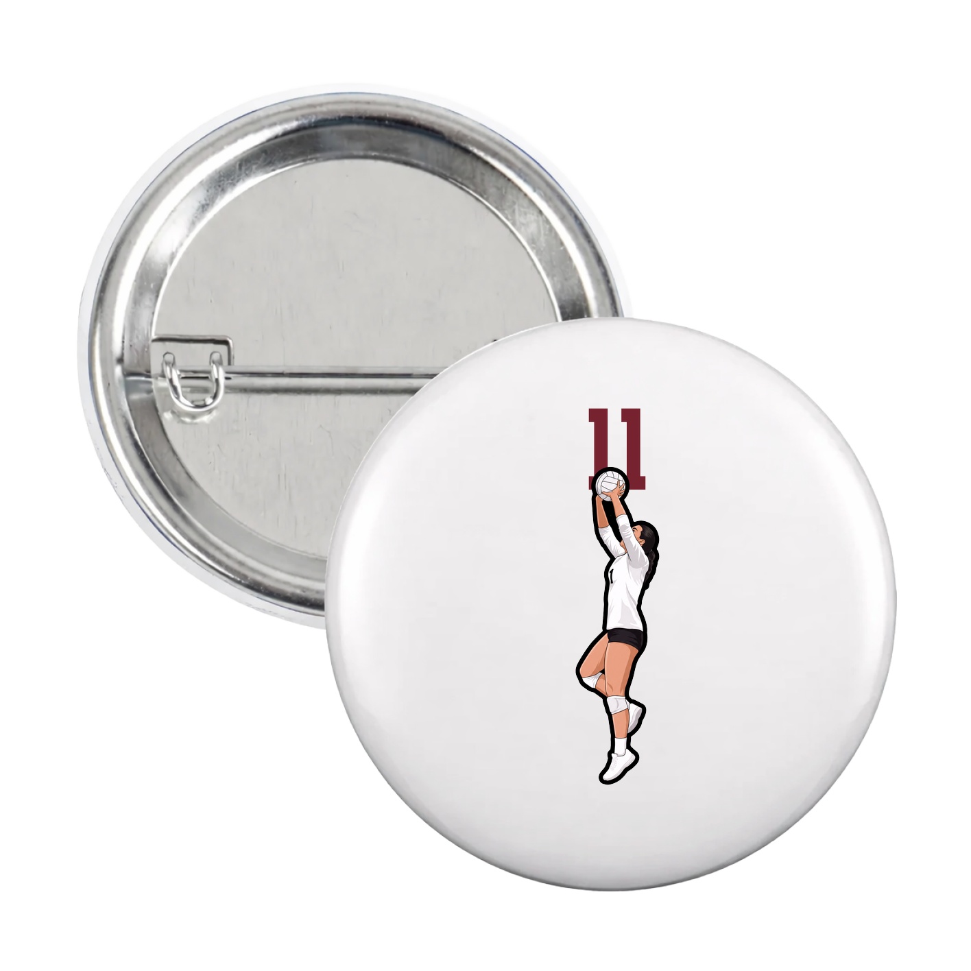 Game Day Button — Number Top in White
