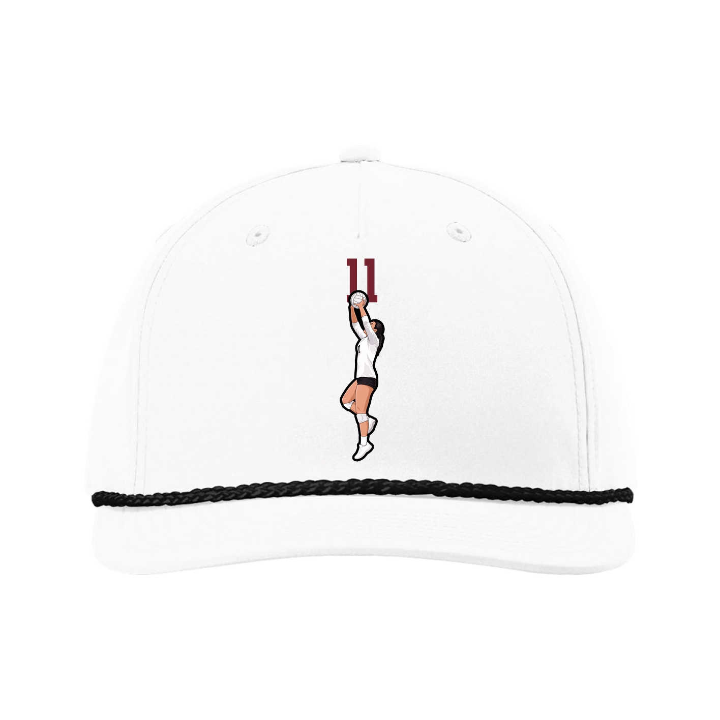Five-Panel Classic Rope Cap — Number Top in White