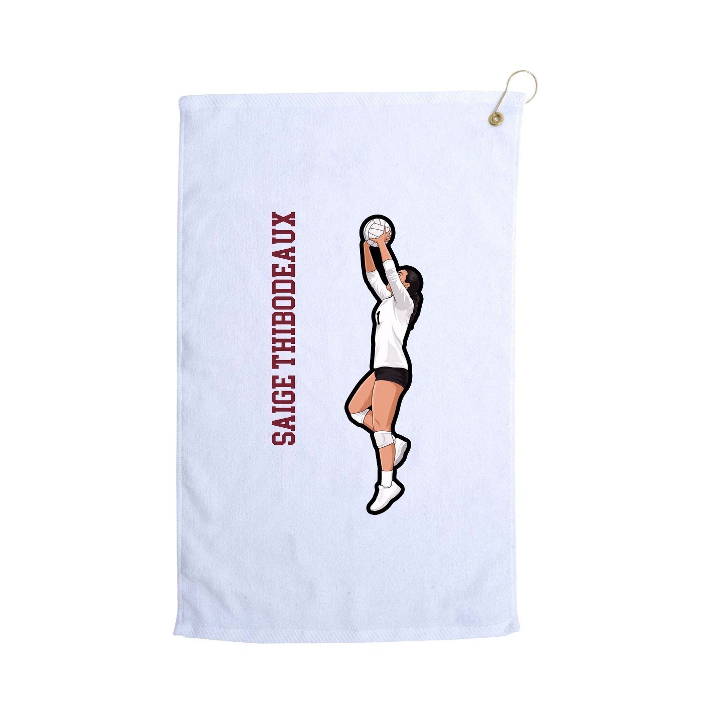 Golf Towel — Name Vertical in White