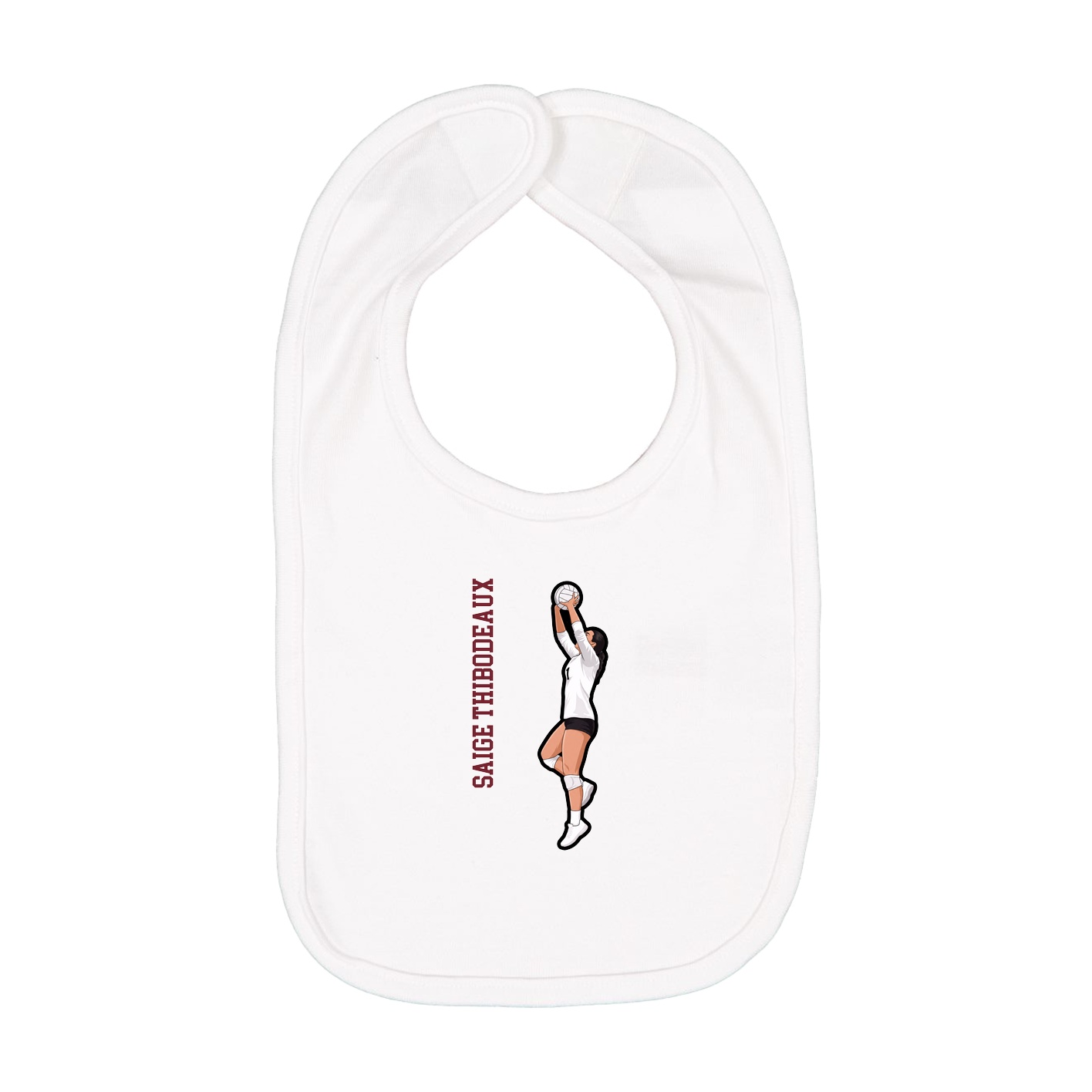 Infant Bib — Name Vertical in White