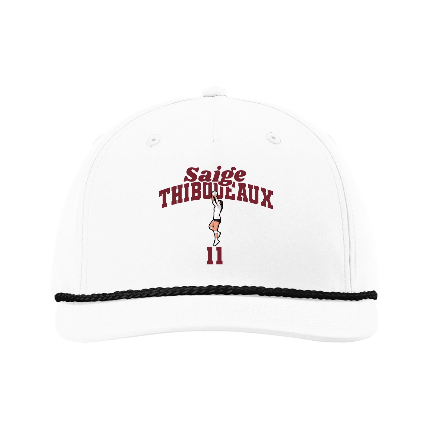 Five-Panel Classic Rope Cap — Signature Arch in White