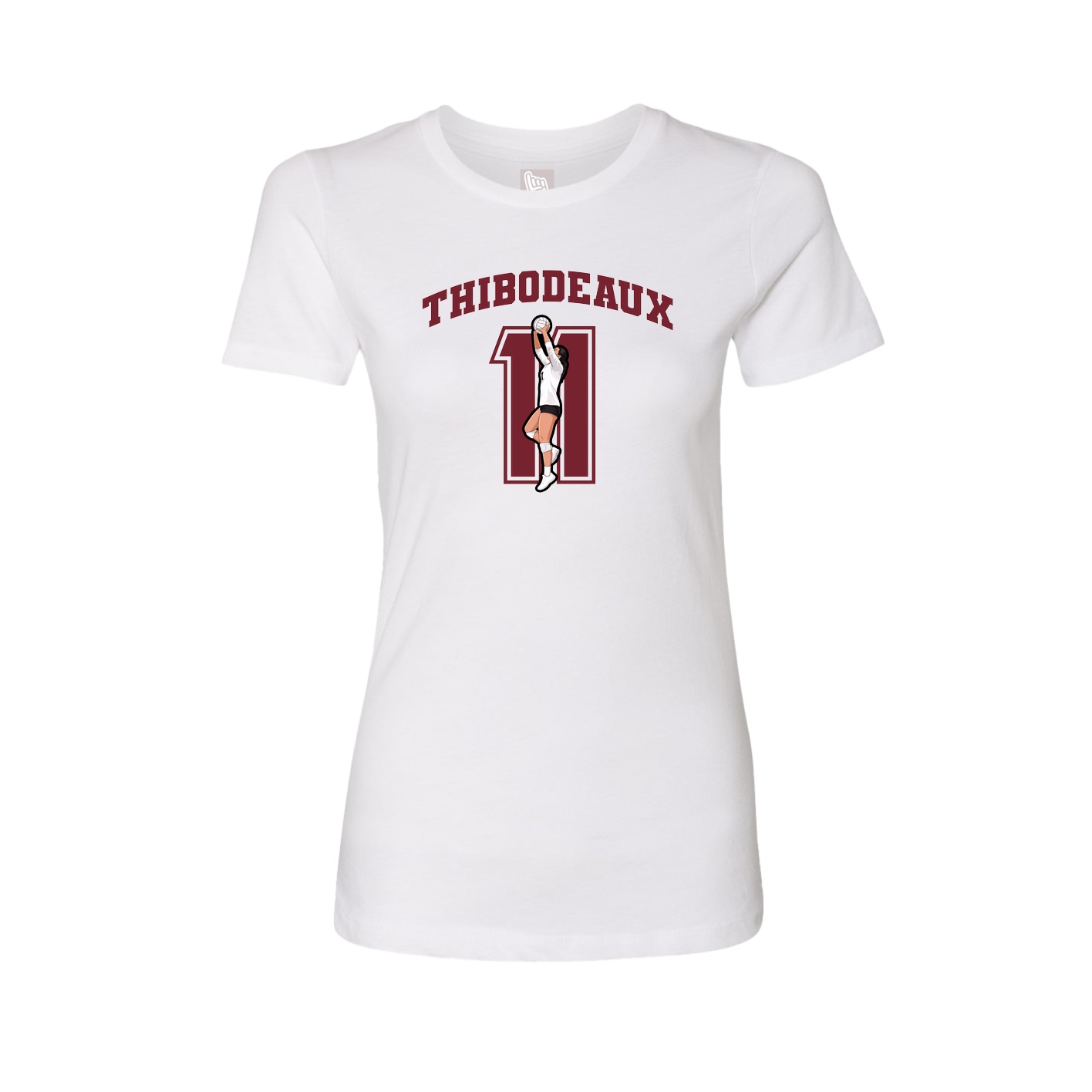 Fitted Women's Tee — Number in White
