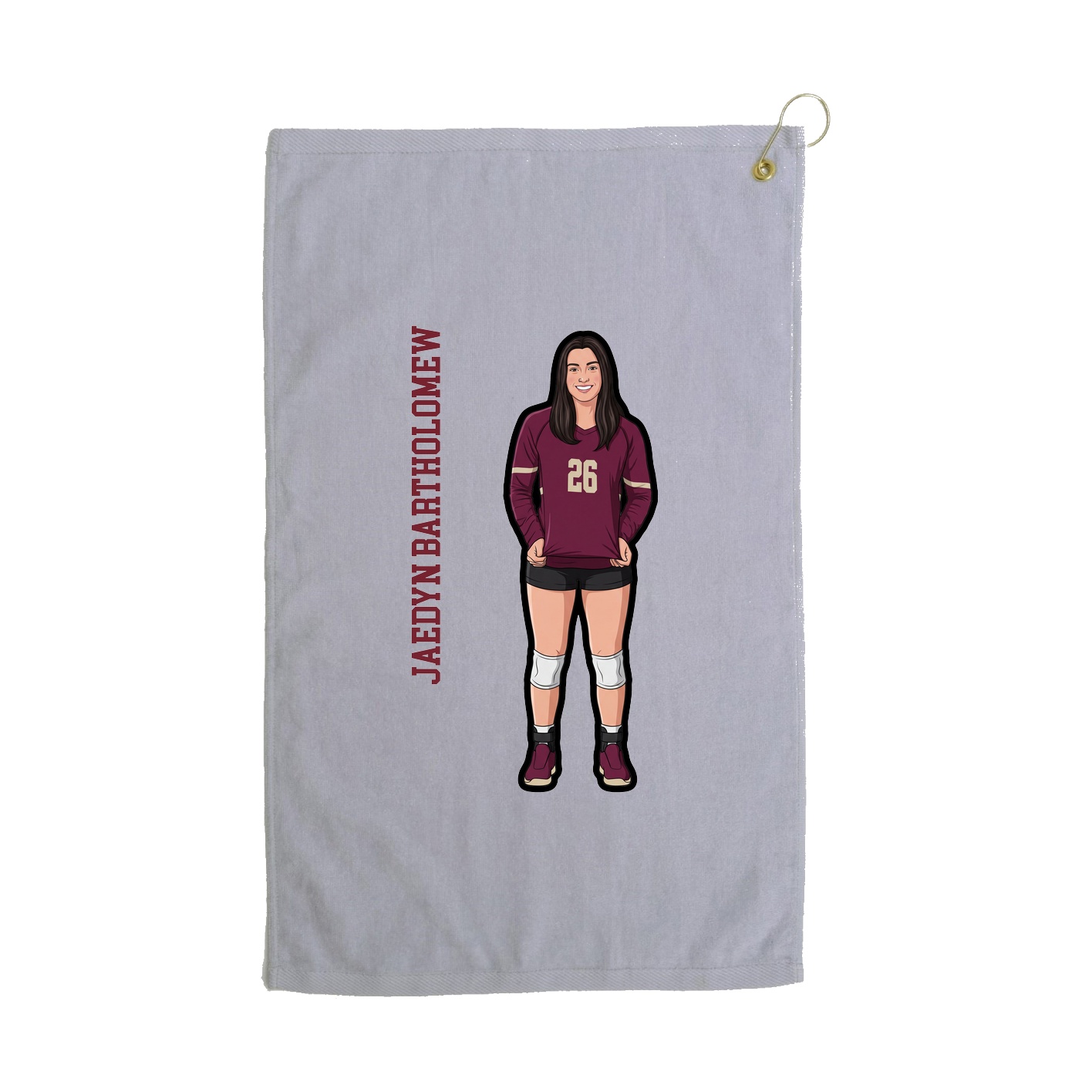 Golf Towel — Name Vertical in Grey