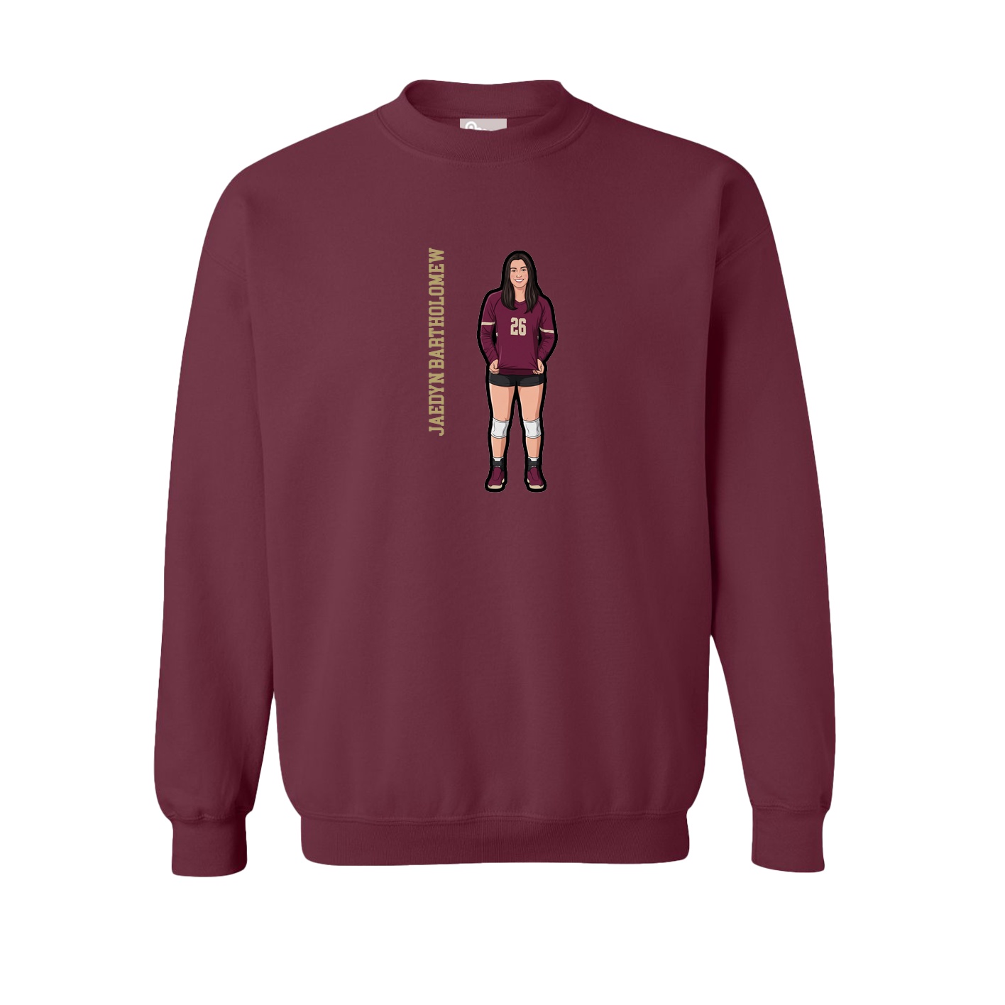Fleece Crew — Name Vertical in Maroon
