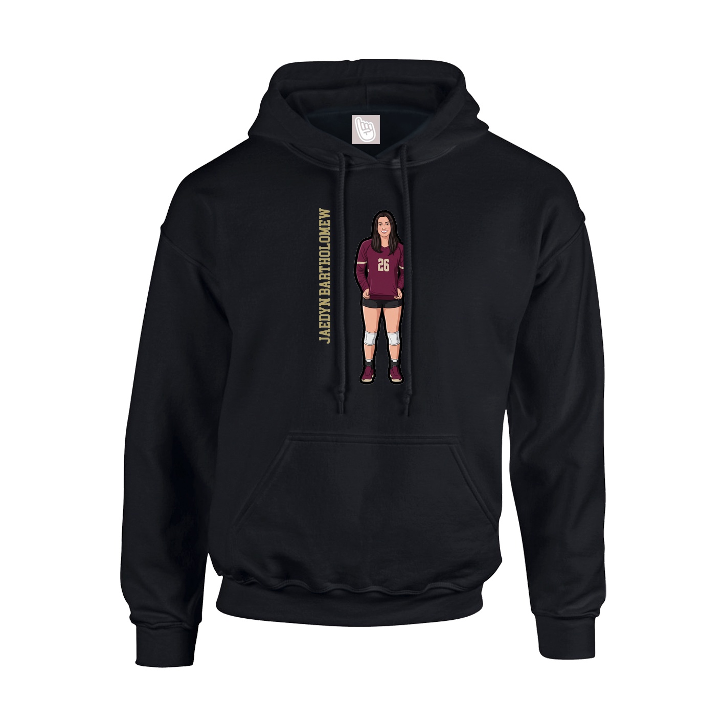 Youth Hoodie — Name Vertical in Black