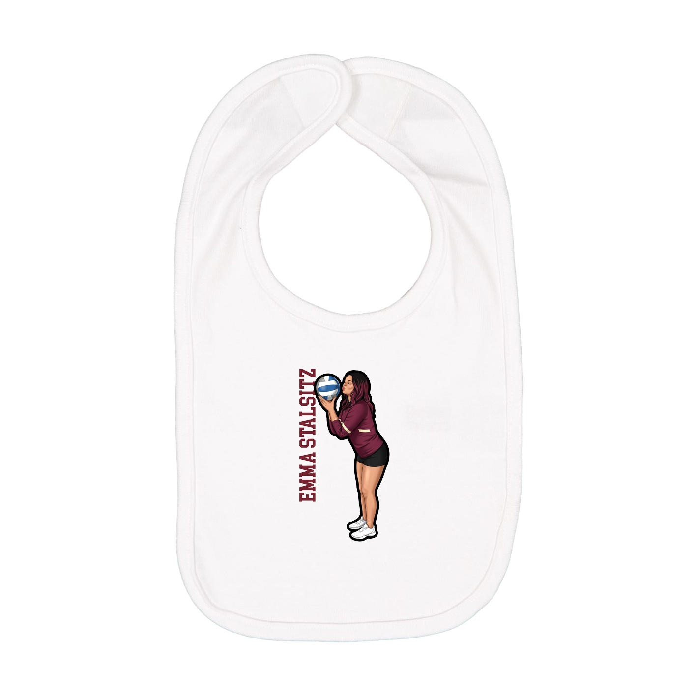 Infant Bib — Name Vertical in White