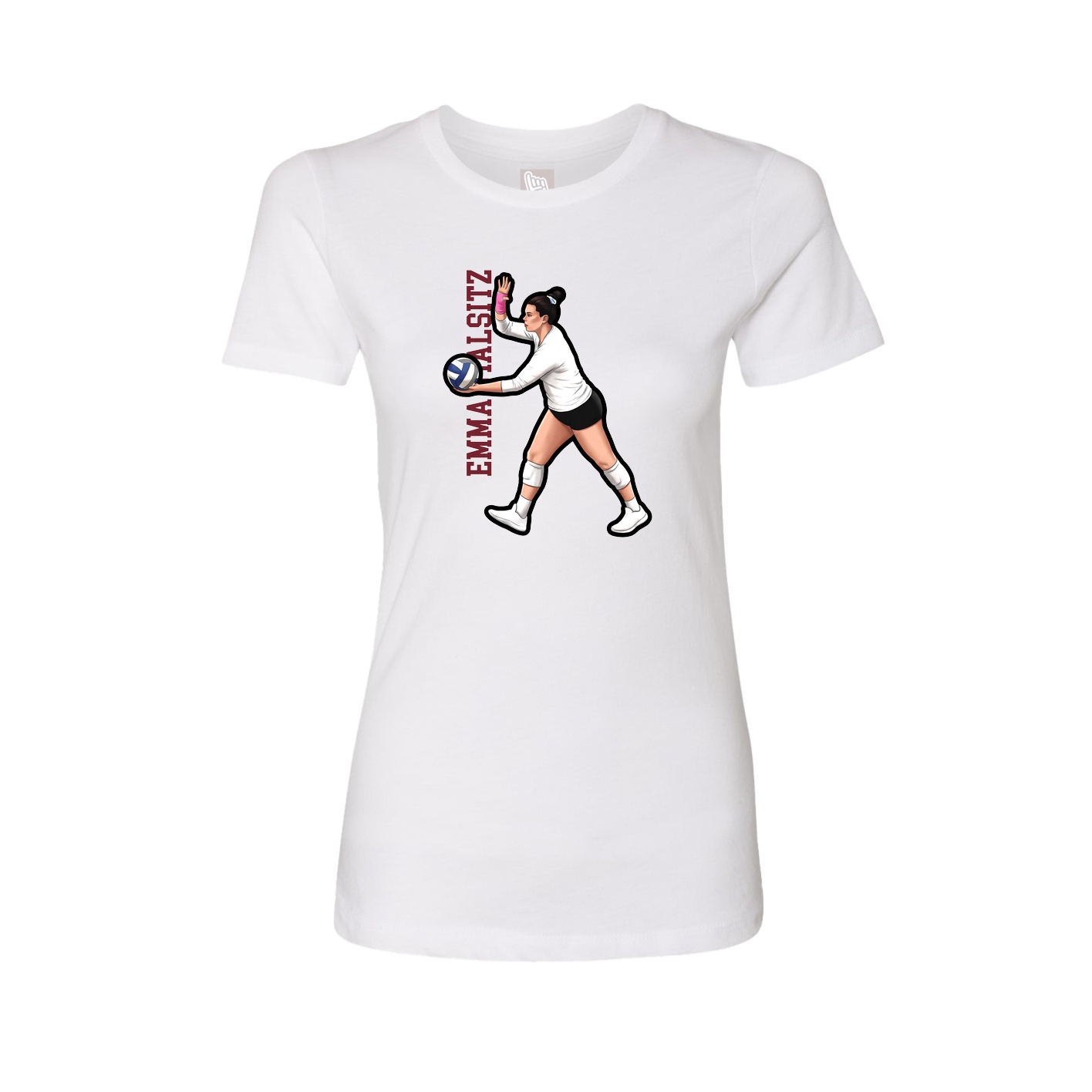 Fitted Women's Tee — Name Vertical in White