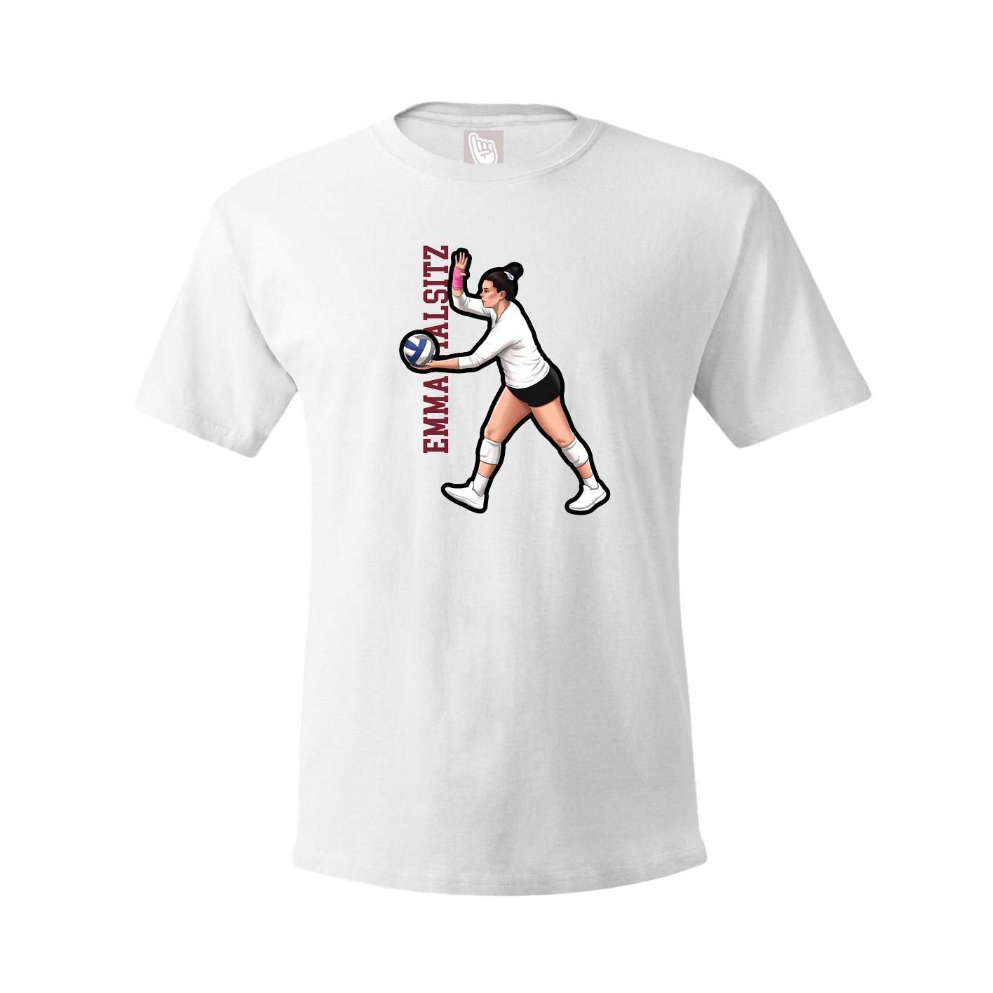 Youth Tee — Name Vertical in White