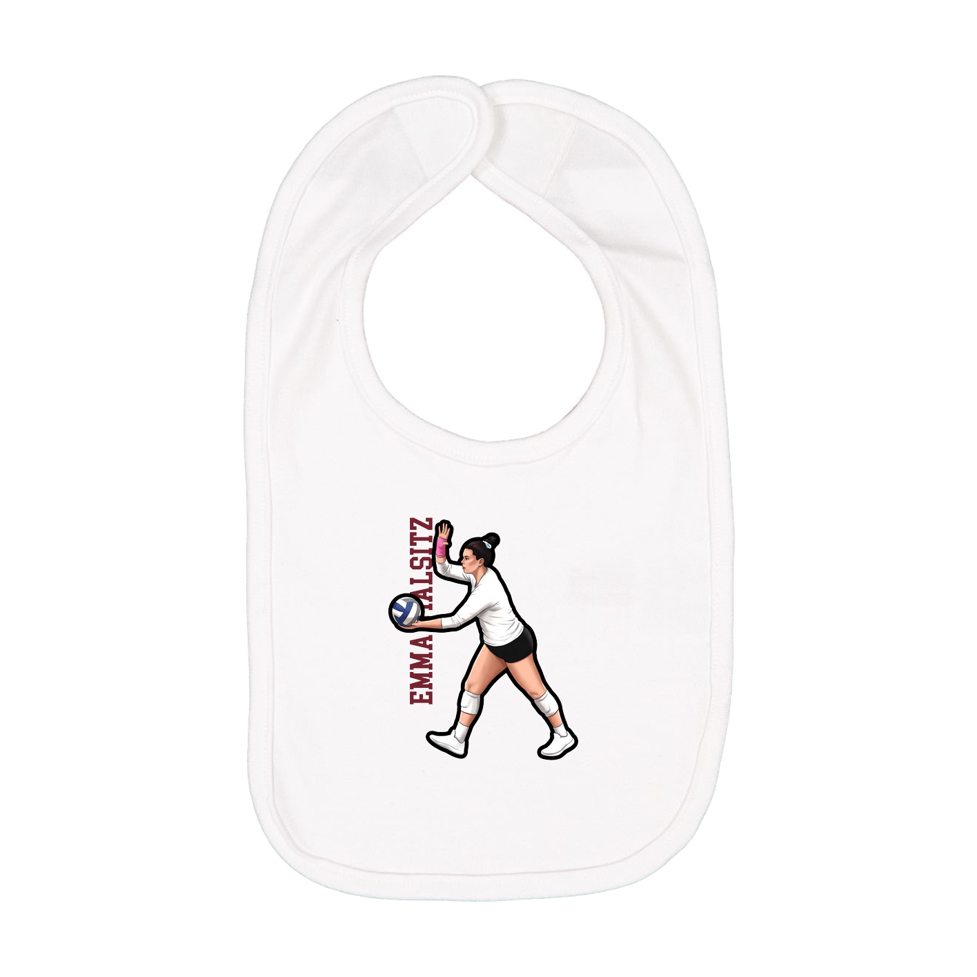 Infant Bib — Name Vertical in White